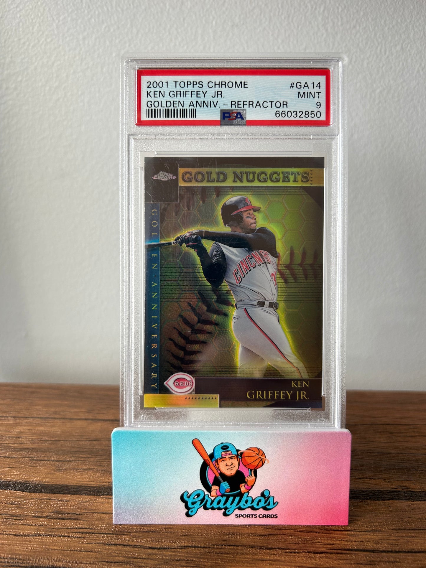 2001 Topps Chrome Ken Griffey Jr. Golden Anniversary Refractor #GA14 PSA 9