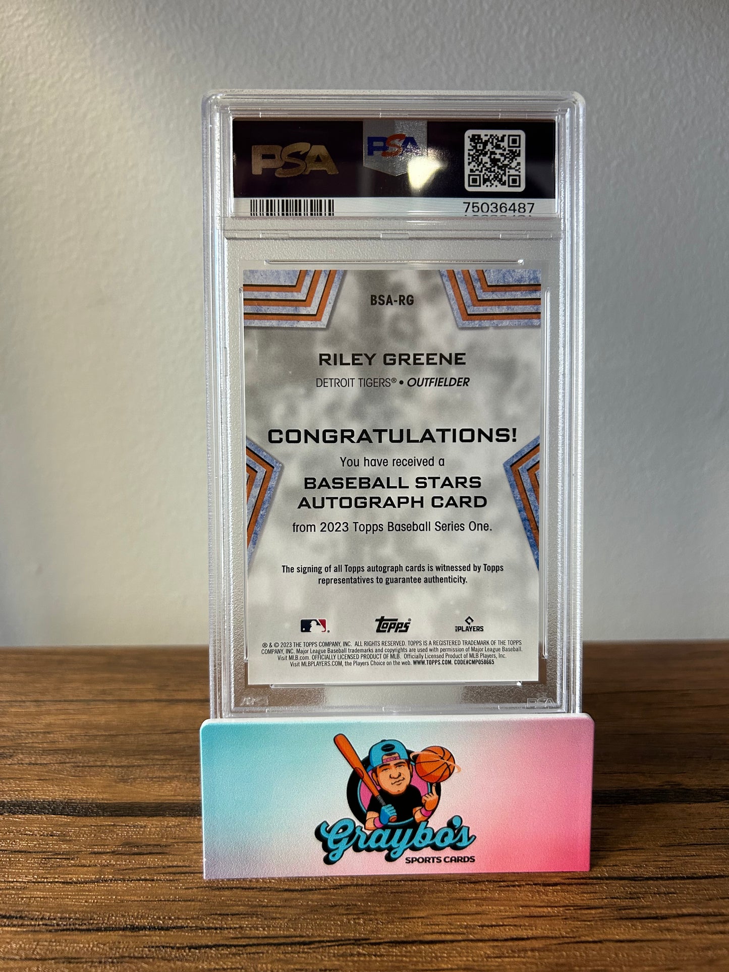 2023 Topps Riley Greene Baseball Stars Auto #BSARG PSA 10 Auto 10