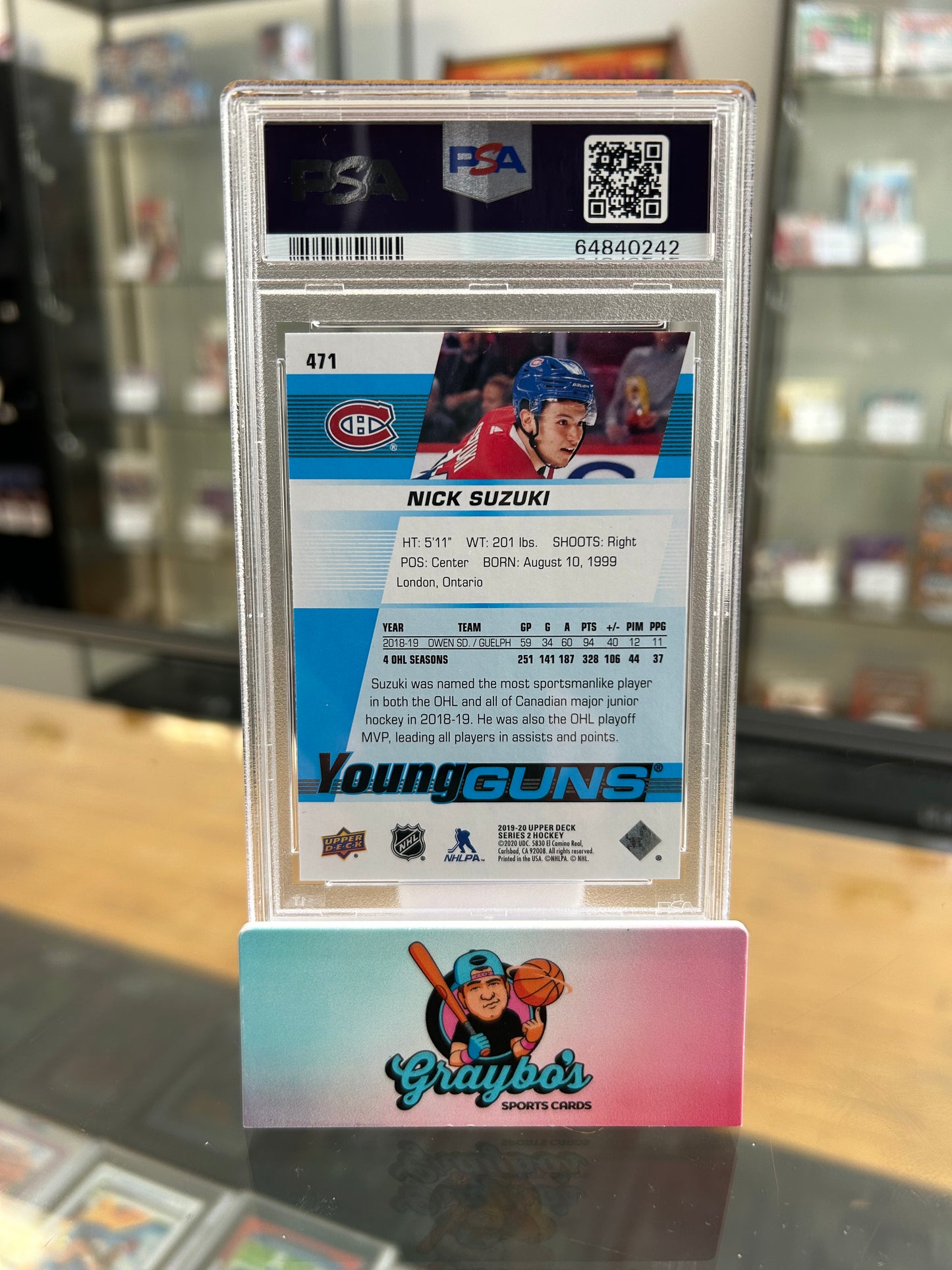 2019 Upper Deck Young Guns Nick Suzuki #471 PSA 10