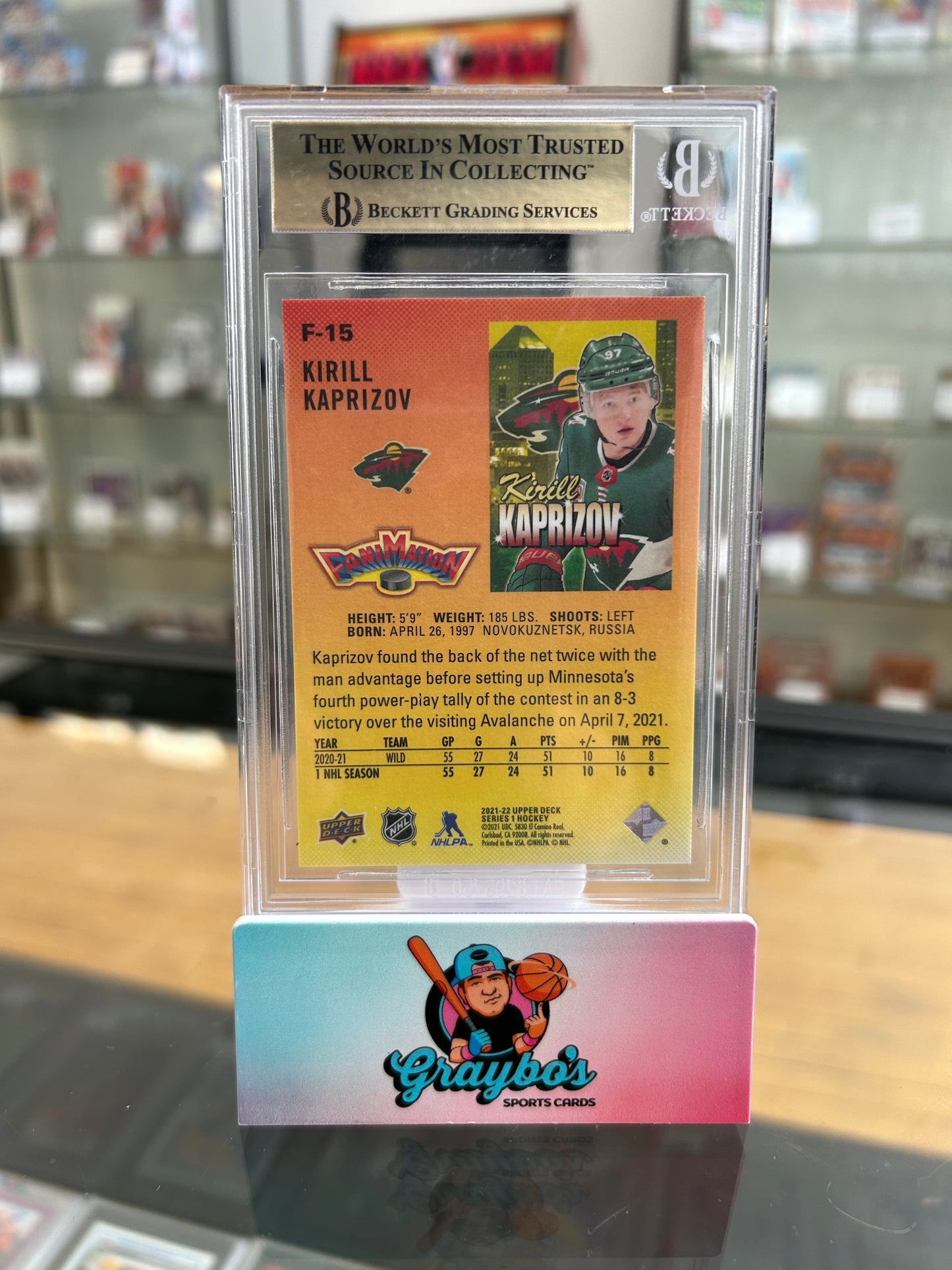 2021-22 Upper Deck Fanimation Kirill Kaprizov #F15 BGS 9.5