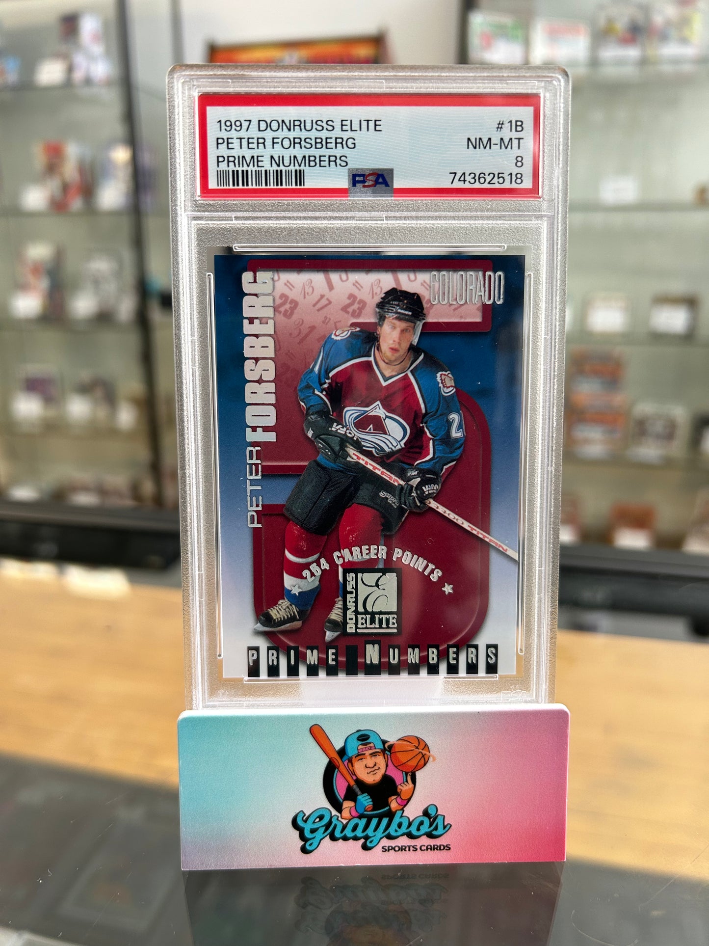 1997 Donruss Elite Peter Forsberg Prime Numbers #1B PSA 8