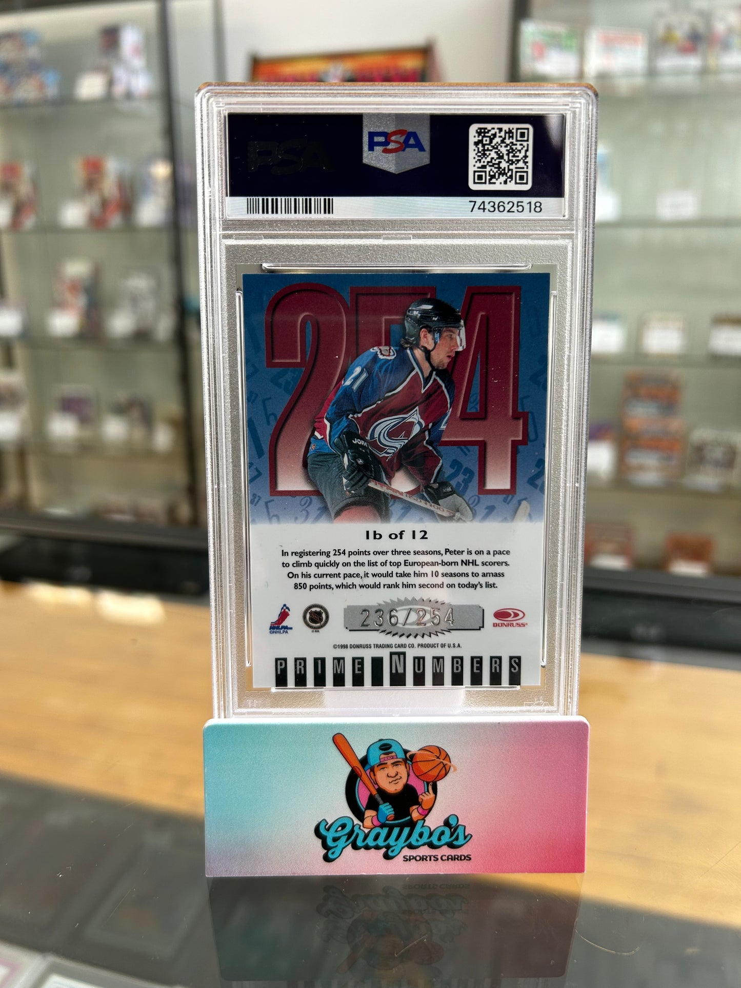 1997 Donruss Elite Peter Forsberg Prime Numbers #1B PSA 8