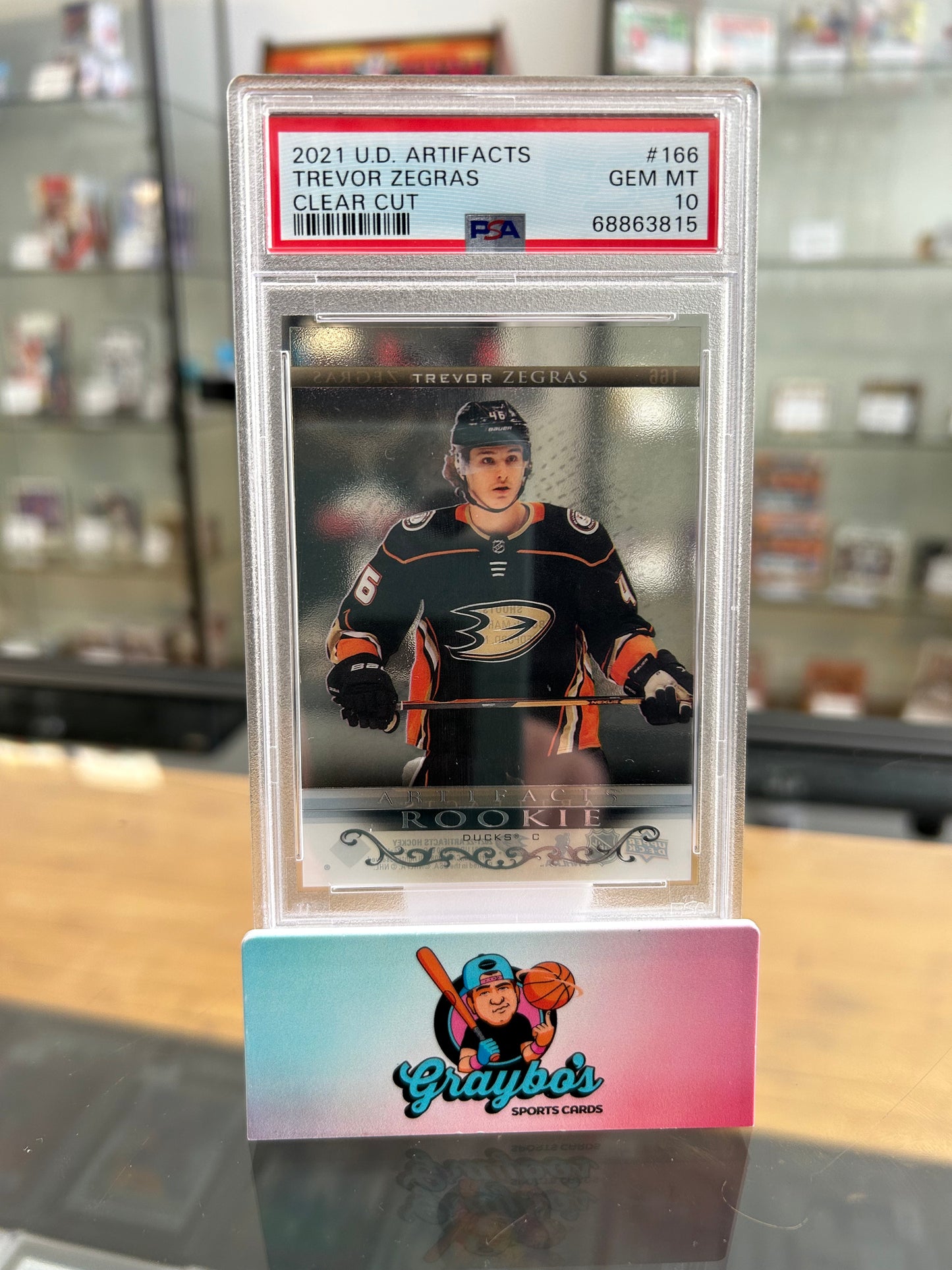 2021 Upper Deck Artifacts Trevor Zegras Clear Cut #166 PSA 10