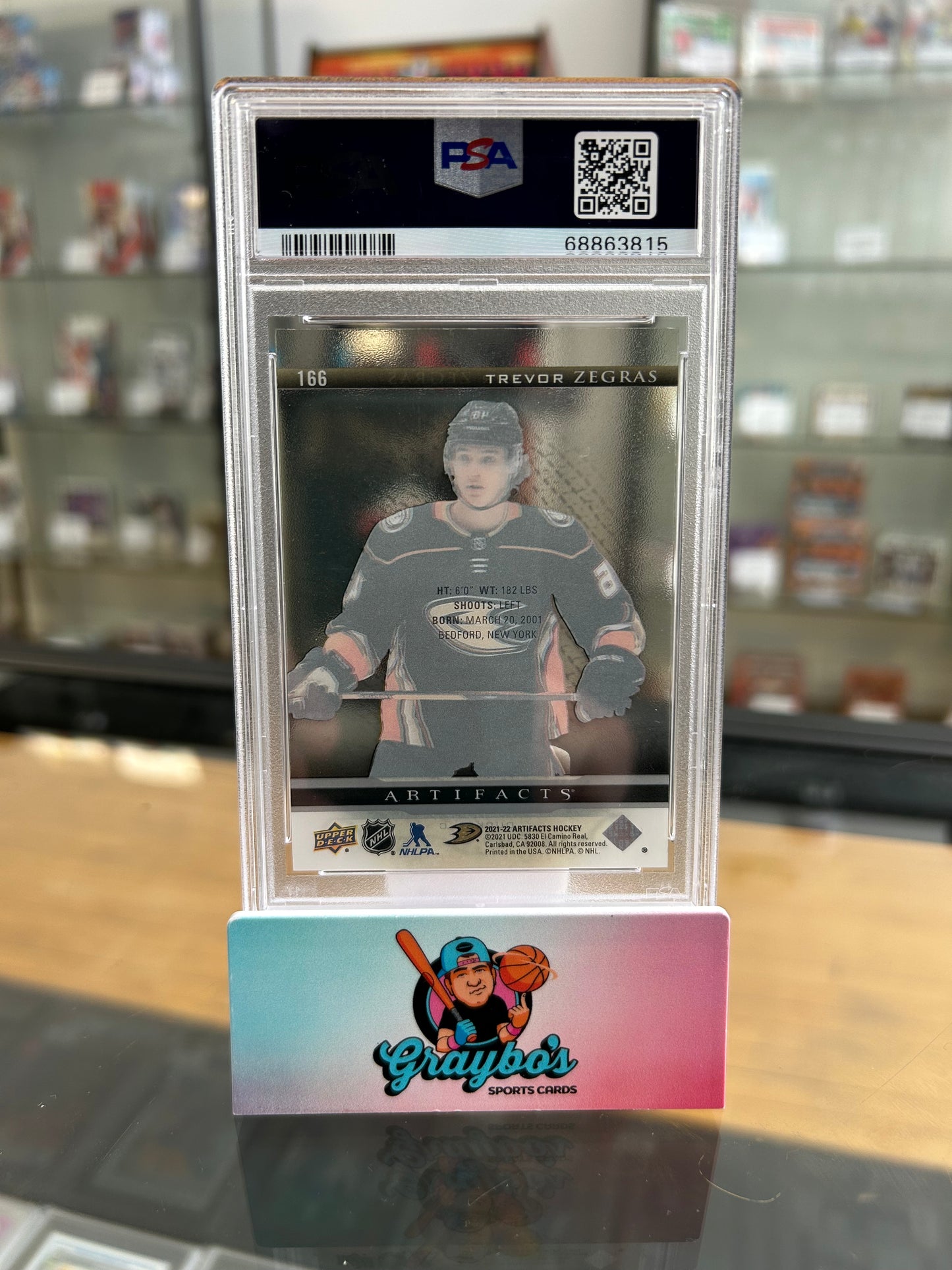2021 Upper Deck Artifacts Trevor Zegras Clear Cut #166 PSA 10