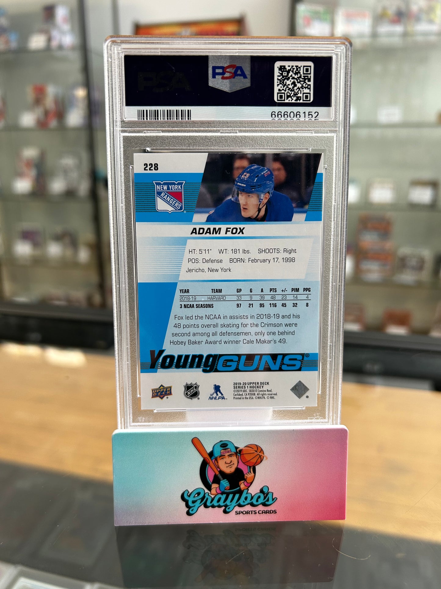 2019 Upper Deck Young Guns Adam Fox #228 PSA 10