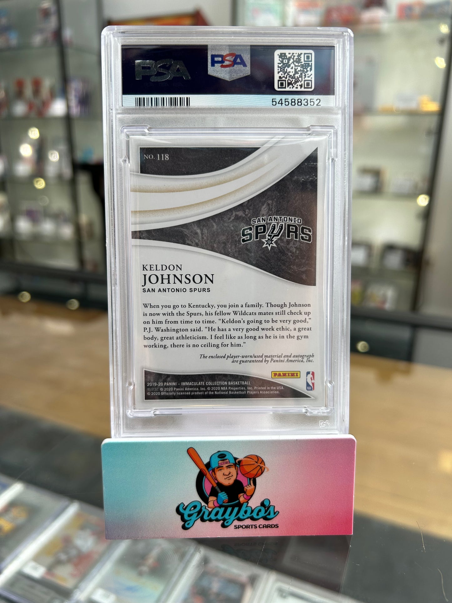 2019 Panini Immaculate Coll. Keldon Johnson Patch Auto #118 PSA 10 Auto Auth
