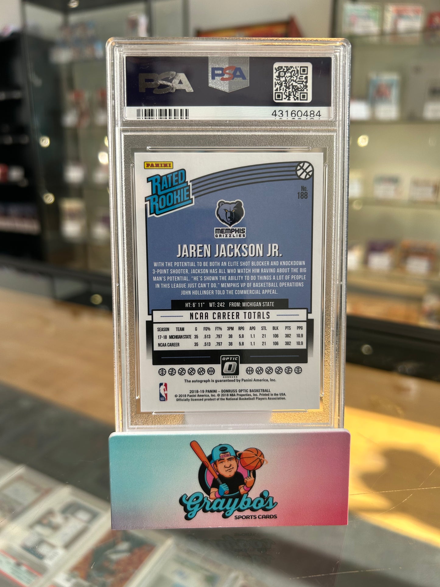 2018 Panini Donruss Optic Jaren Jackson Jr. Auto #188 PSA 10