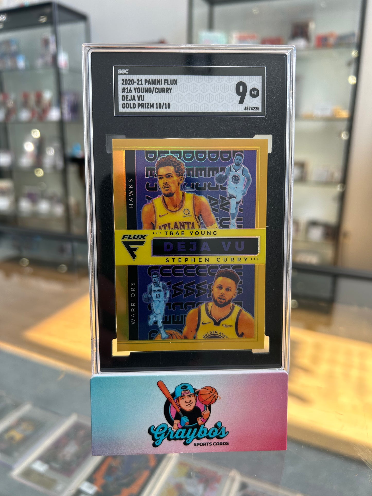 2020-21 Panini Flux Young/Curry Deja Vu Gold Prizm 10/10 #16 SGC 9