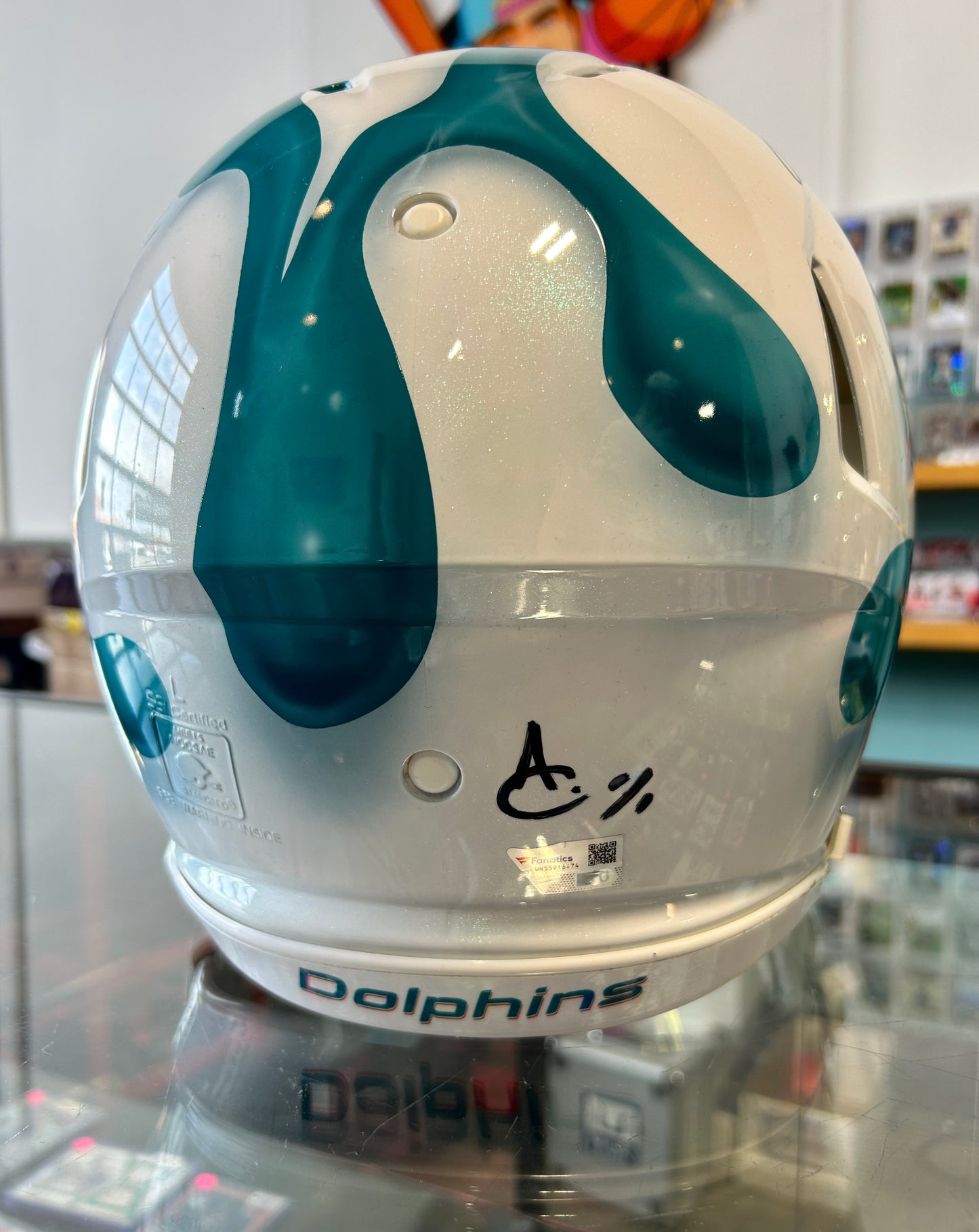 Jaylen Waddle Miami Dolphins Autographed Full Size 1/1 Art Helmet