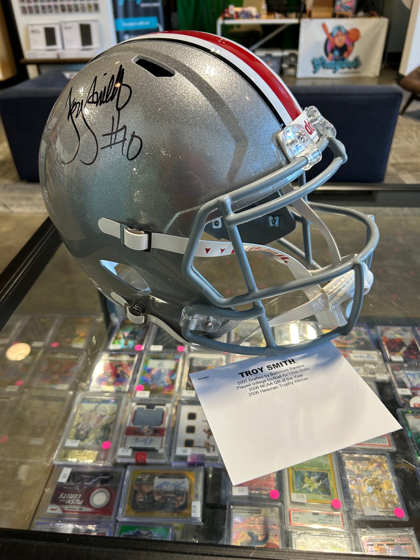 Troy Smith Ohio State Buckeyes Autographed Riddell Speed Replica Helmet