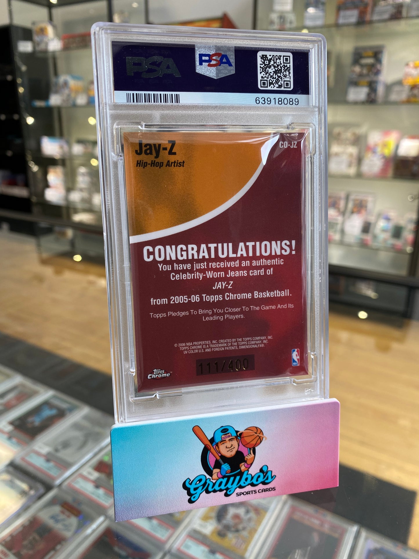 2005 Topps Chrome Chosen One Relics Jay-Z /400 PSA 10