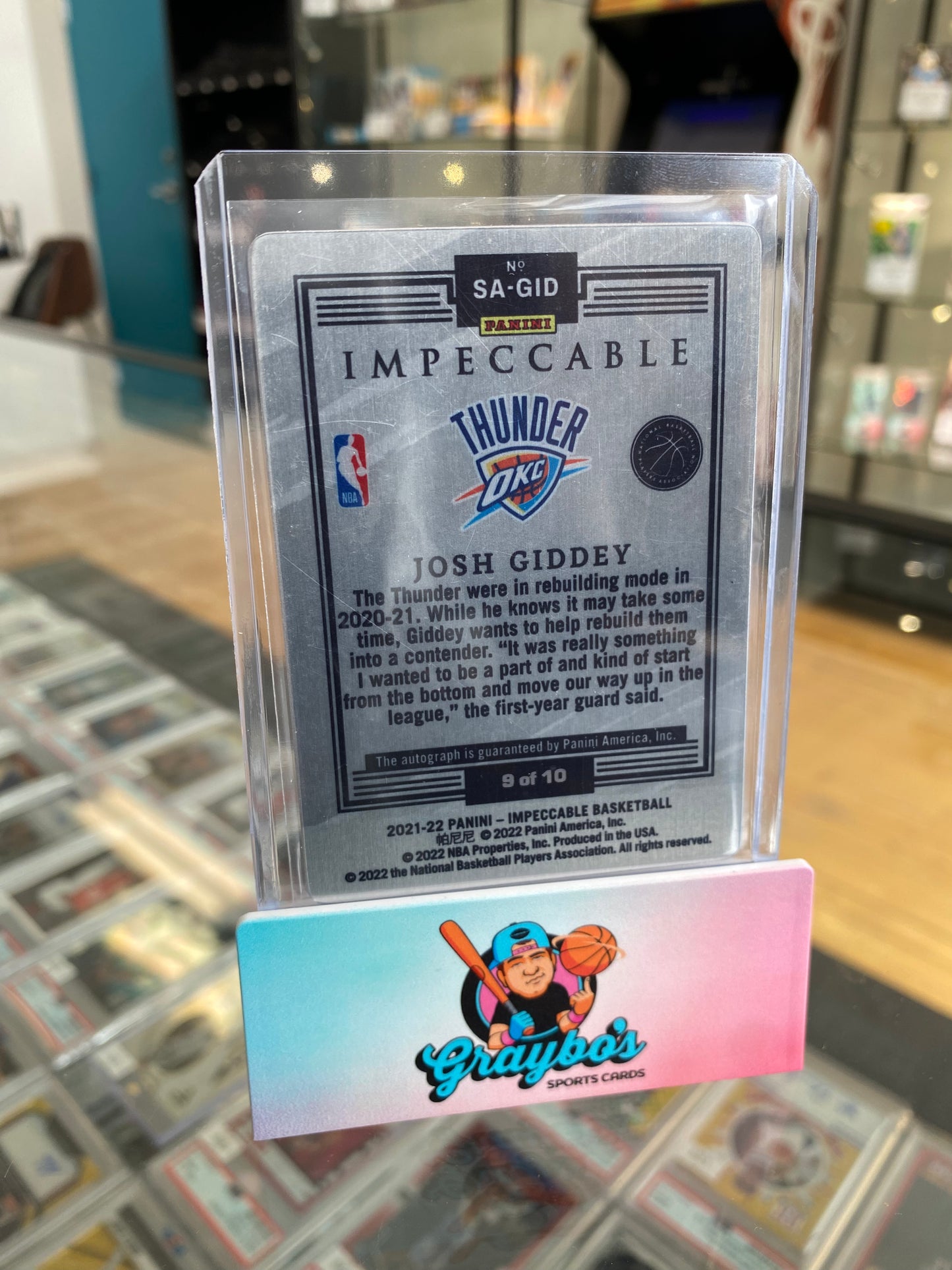 2021 Impeccable Stainless Stars Josh Giddey RC Auto /10