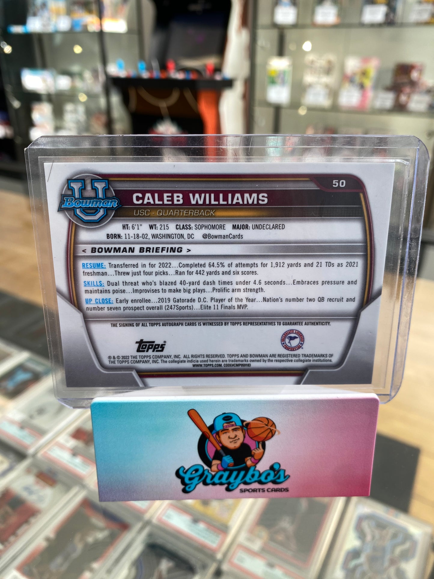 2022 Bowman U Chrome 1st Caleb Williams Auto #50