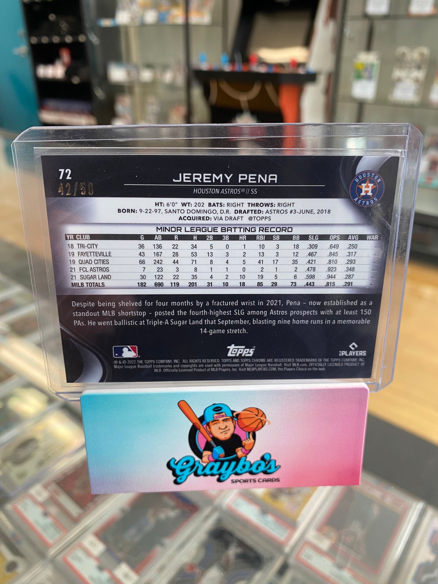 2022 Topps Chrome Black Jeremy Pena RC No. 72 /50