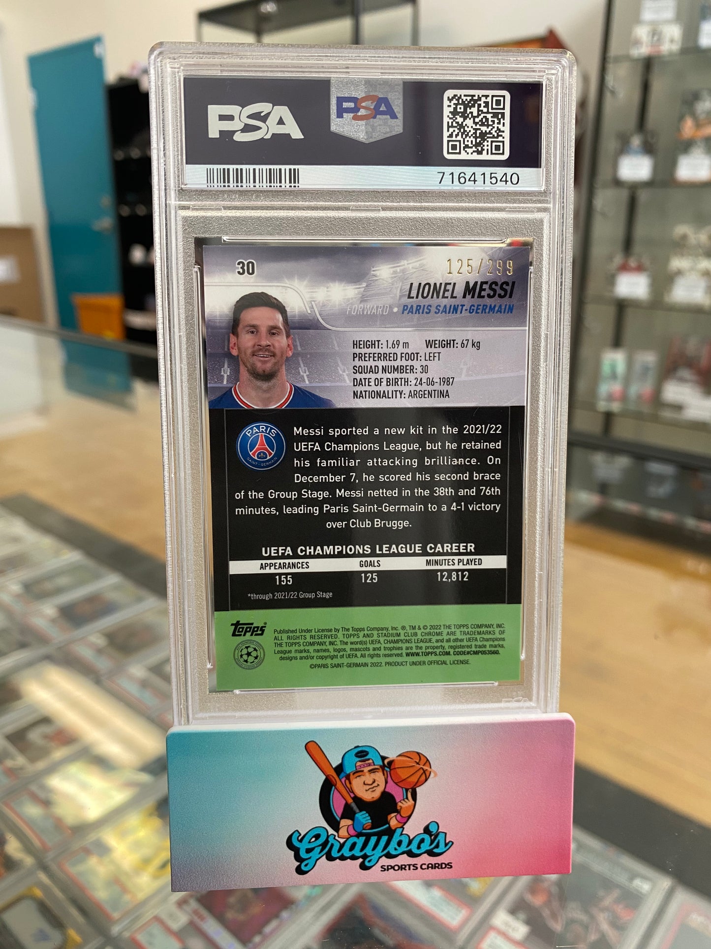 2021-22 Stadium Chrome Lionel Messi Black & White Refractor #30 /299 PSA 10