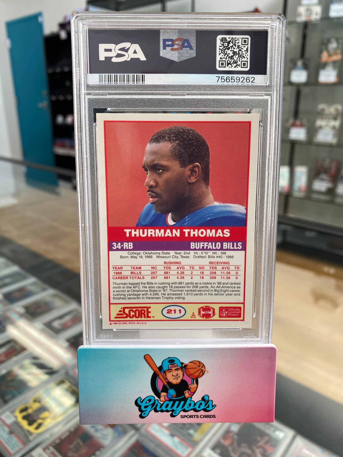 1989 Score Thurman Thomas Rookie Card #211 PSA 10