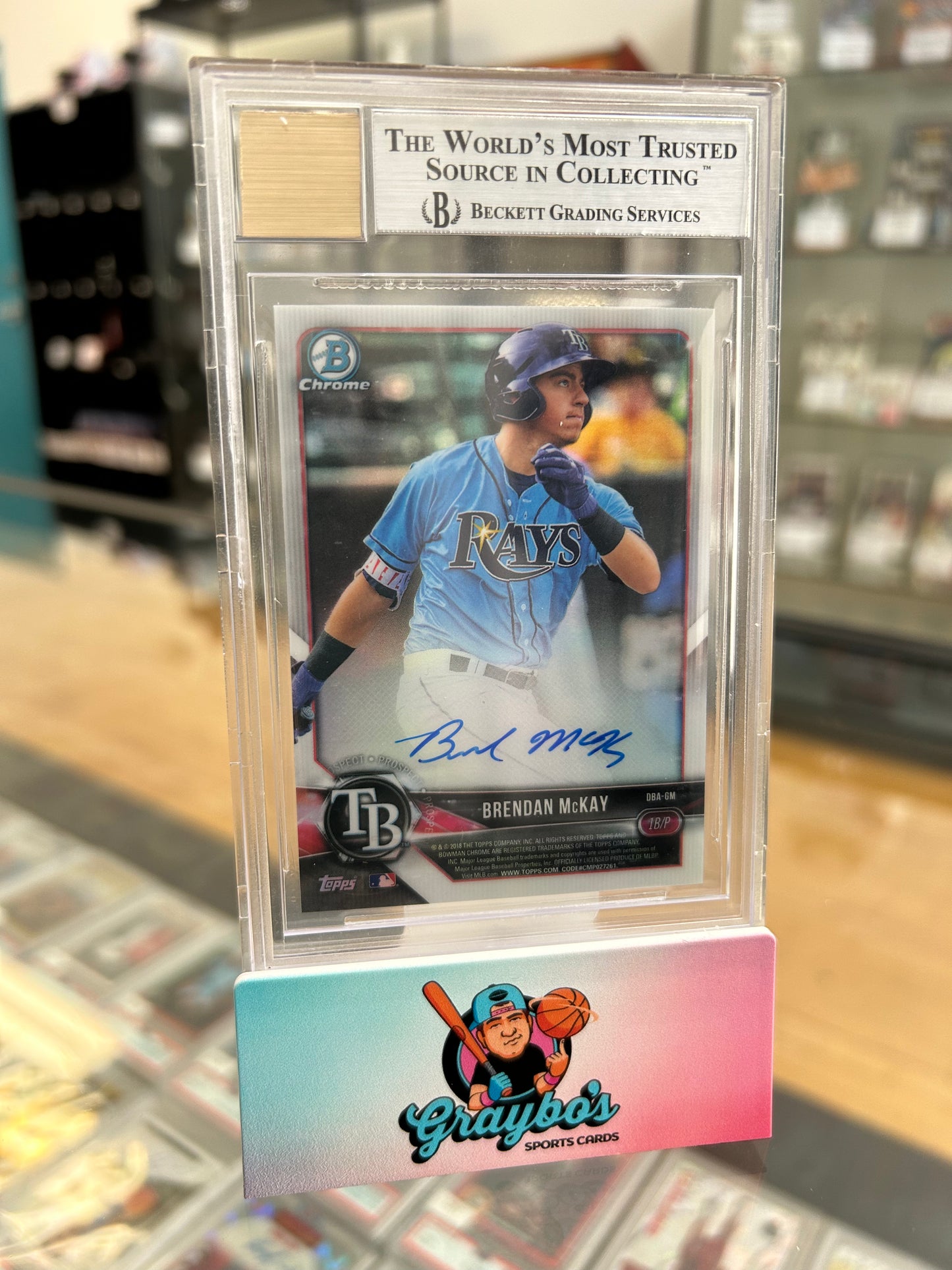 2018 Bowman Chrome Dual Prospects Autos Hunter Greene & Brendan McKay #/25 BGS 9 / Auto 10