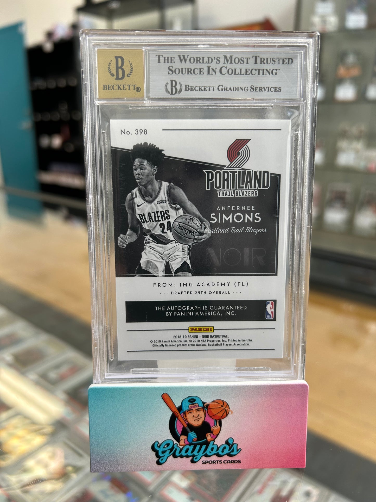 2018-19 Panini Noir Anfernee Simons RC #398 BGS 9 / Auto 10