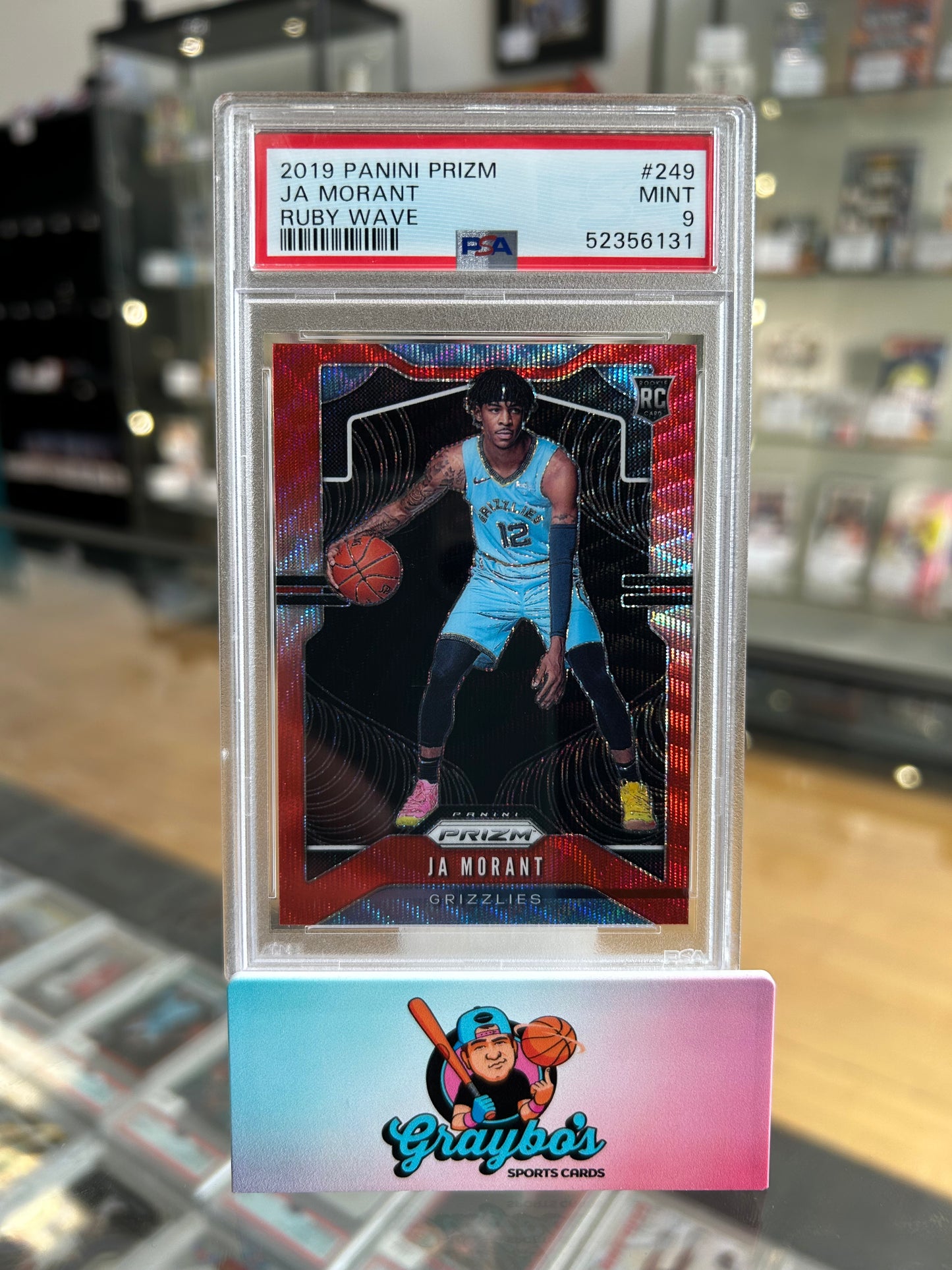 2019 Panini Prizm Ruby Wave Ja Morant RC PSA 9