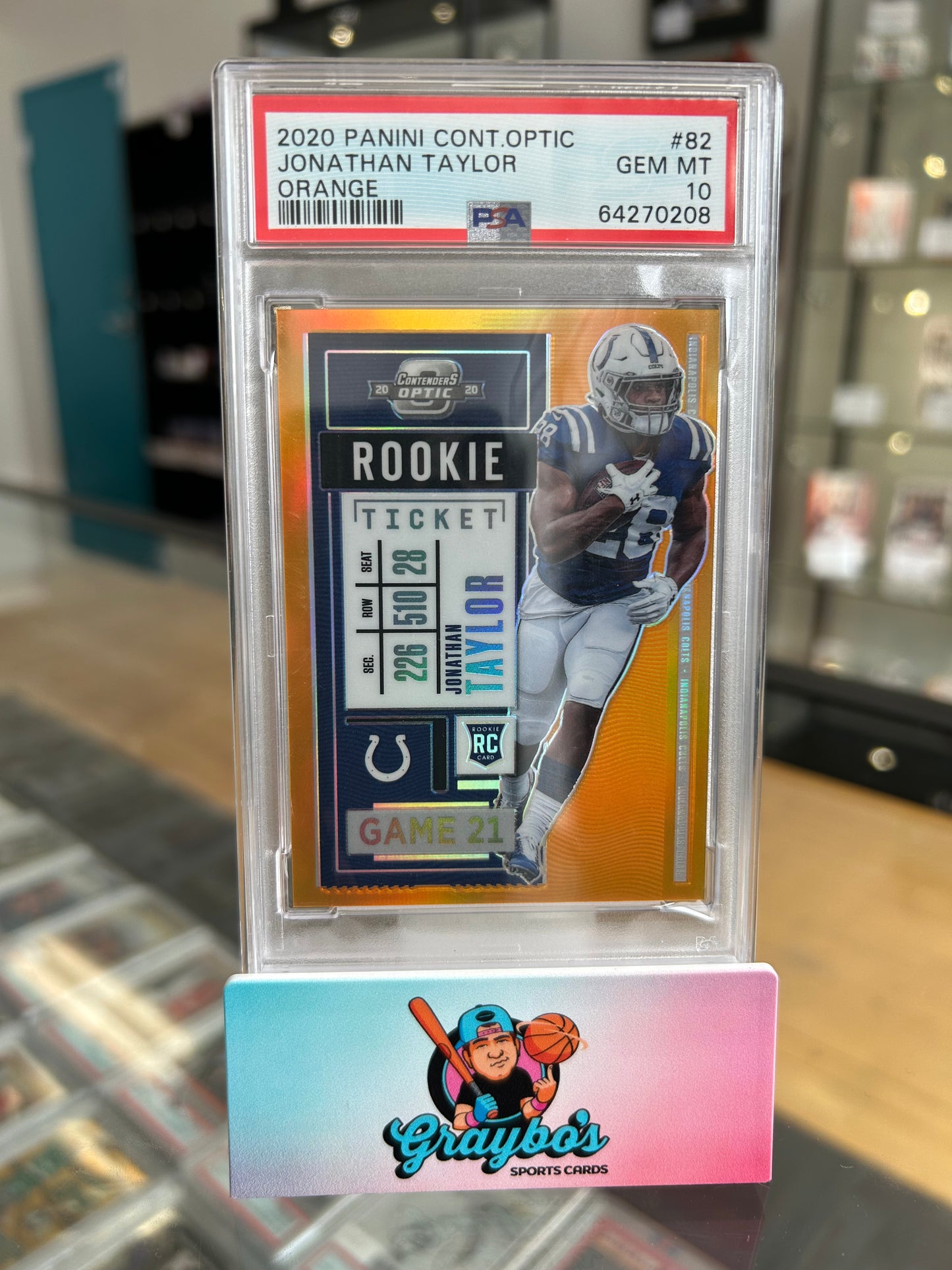 2020 Contenders Optic Jonathan Taylor Orange Rookie Ticket #50/50 PSA 10