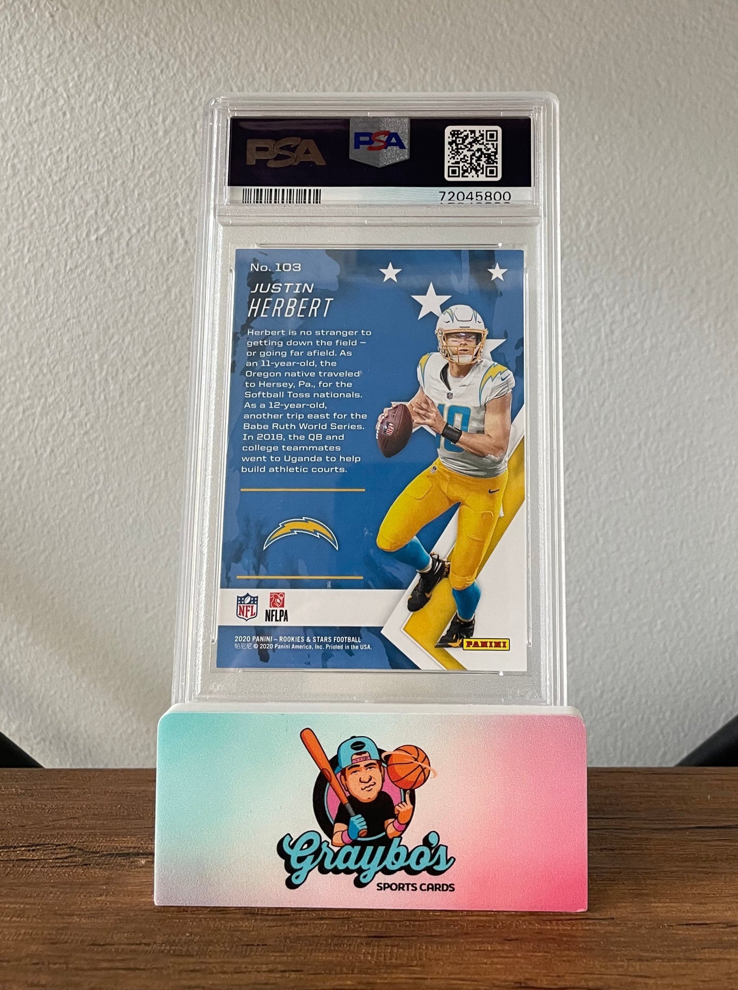 2020 Panini R & S Justin Herbert Longevity /80 #103 PSA 9