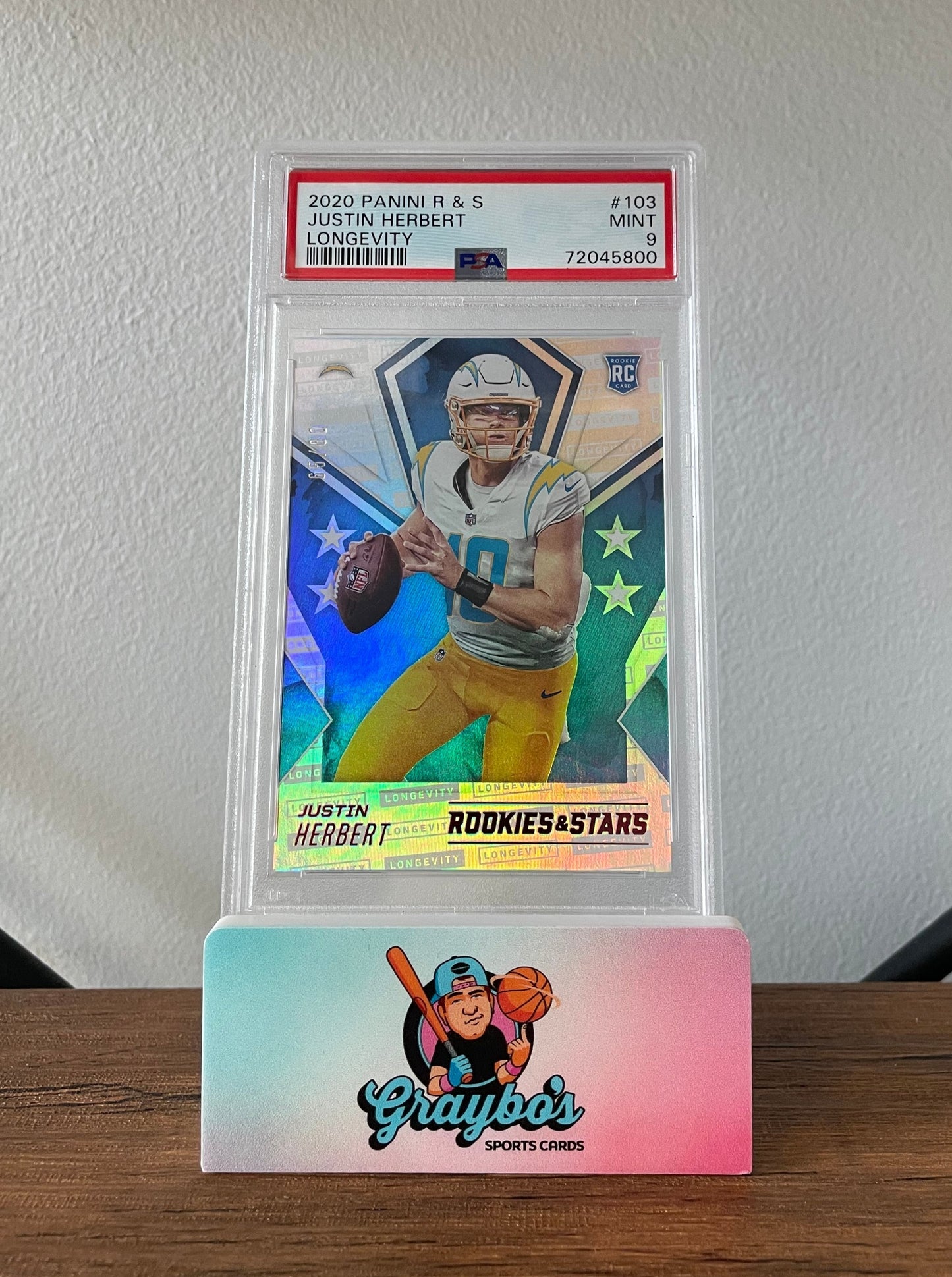 2020 Panini R & S Justin Herbert Longevity /80 #103 PSA 9