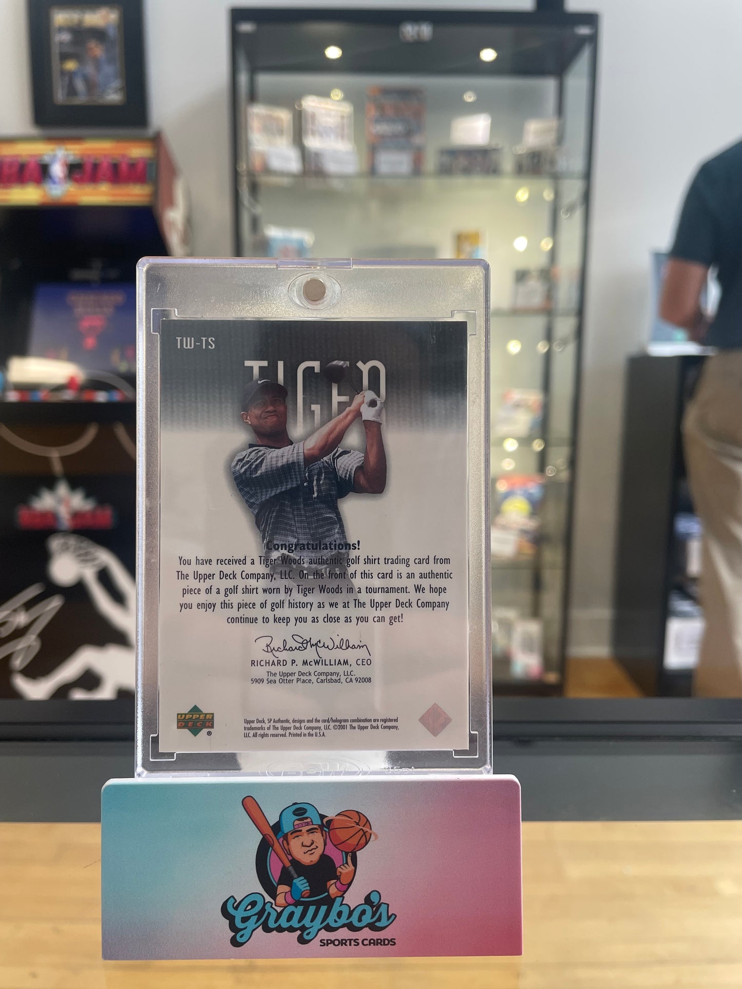 2001 Upper Deck SP Authentic Tiger Woods Tour Swatch Round Worn