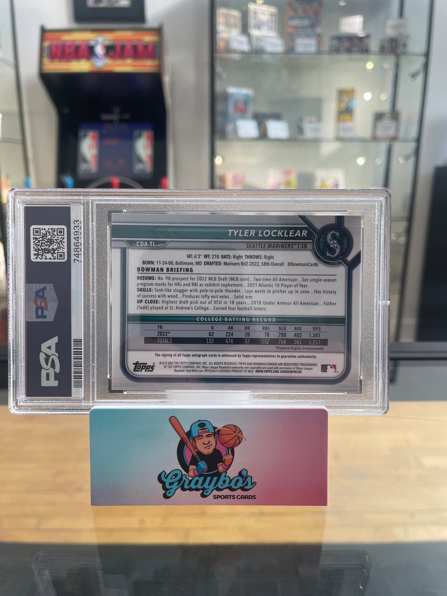 2022 Bowman Draft Tyler Locklear Auto Purple Ref. /250 PSA 10