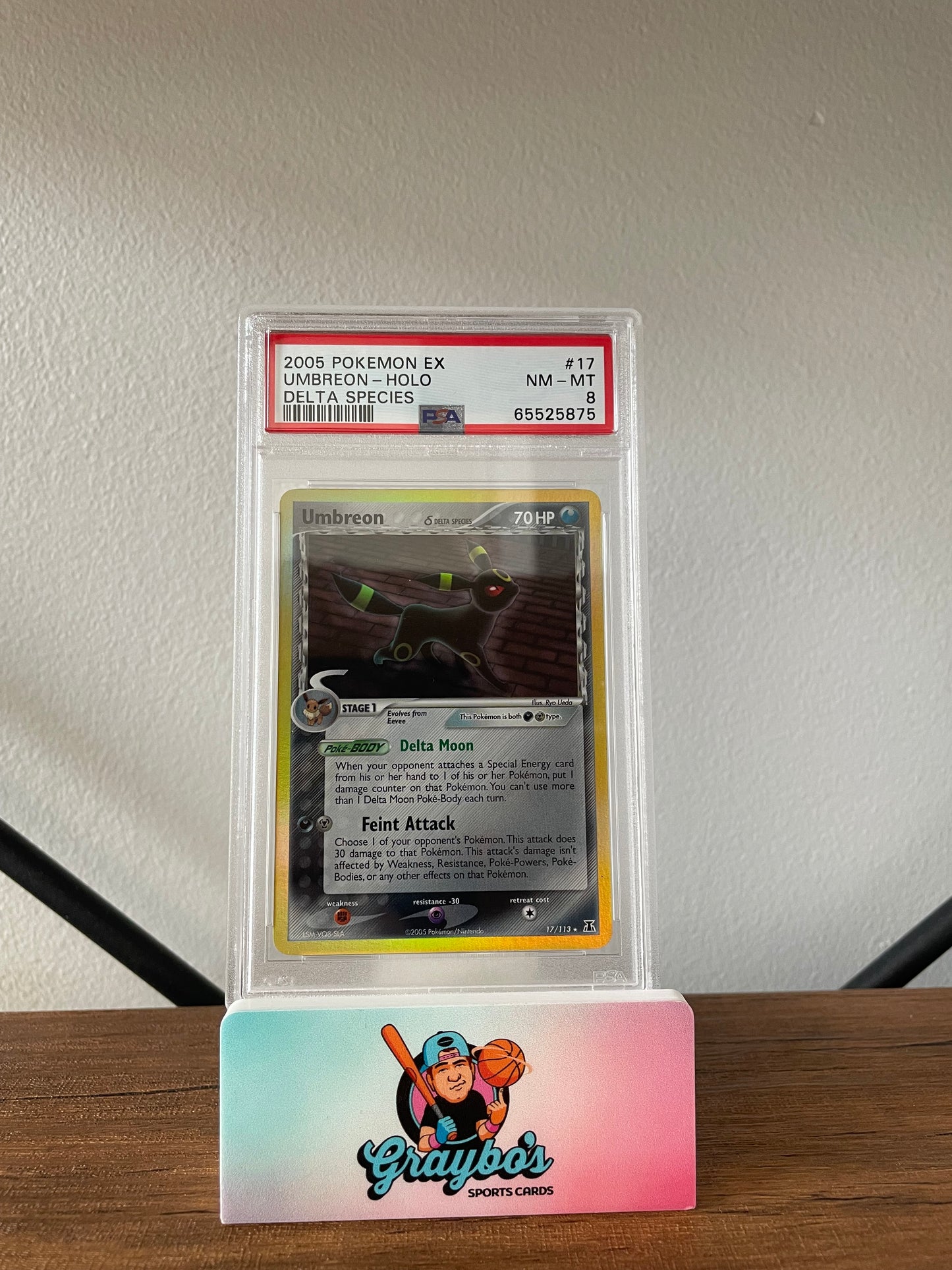 2005 Pokemon EX Umbreon-Holo Delta Species #17 PSA 8