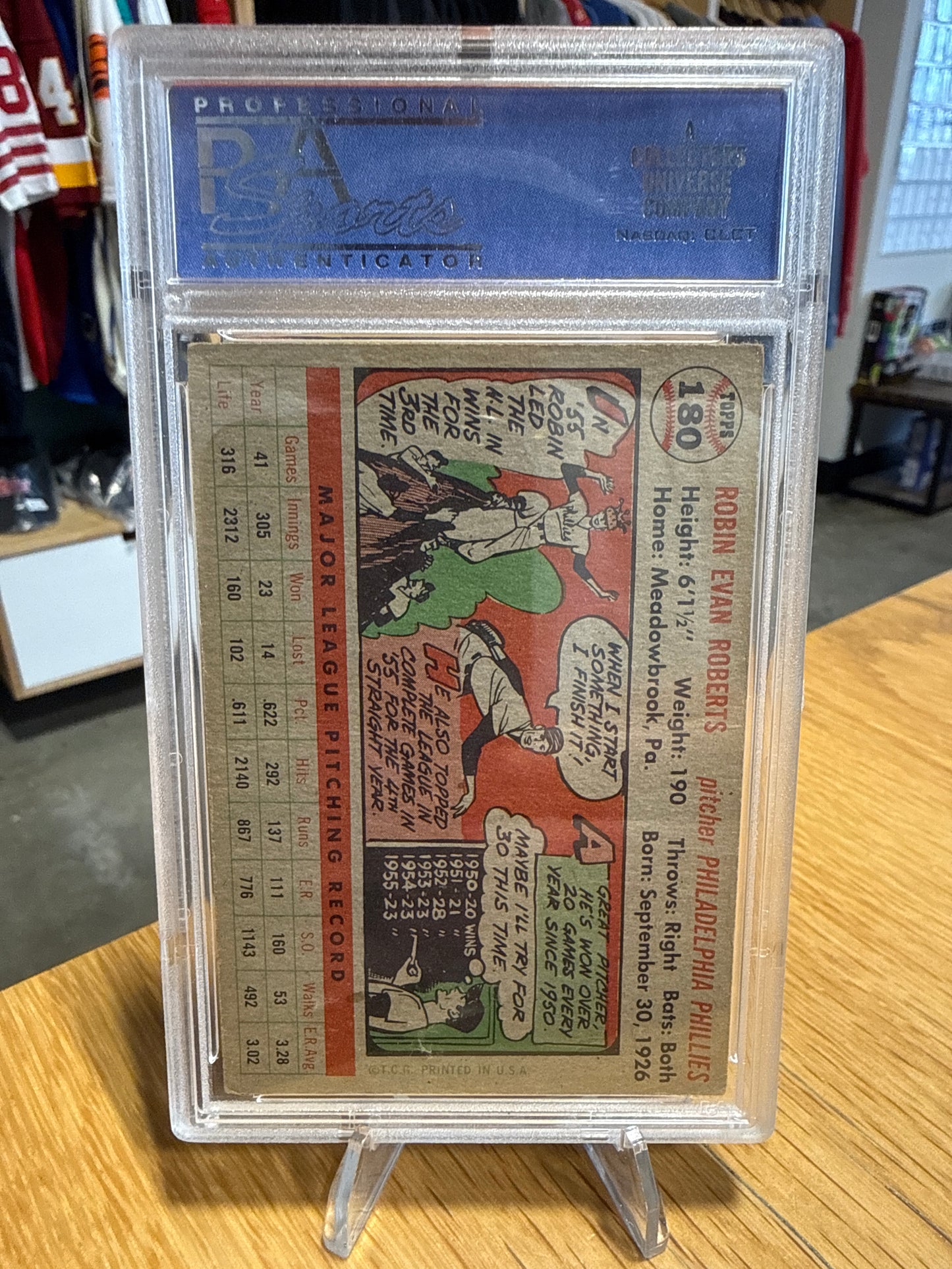 1956 Topps Robin Roberts #180 Gray Back PSA 3