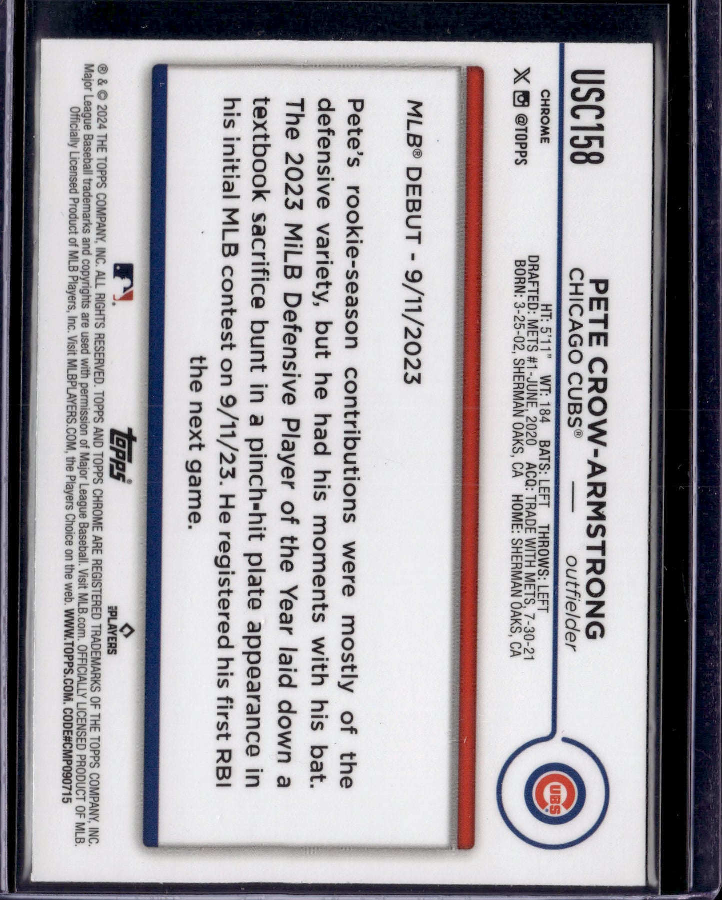 2024 Topps Chrome Pete Crow-Armstrong /199 #USC158 RC