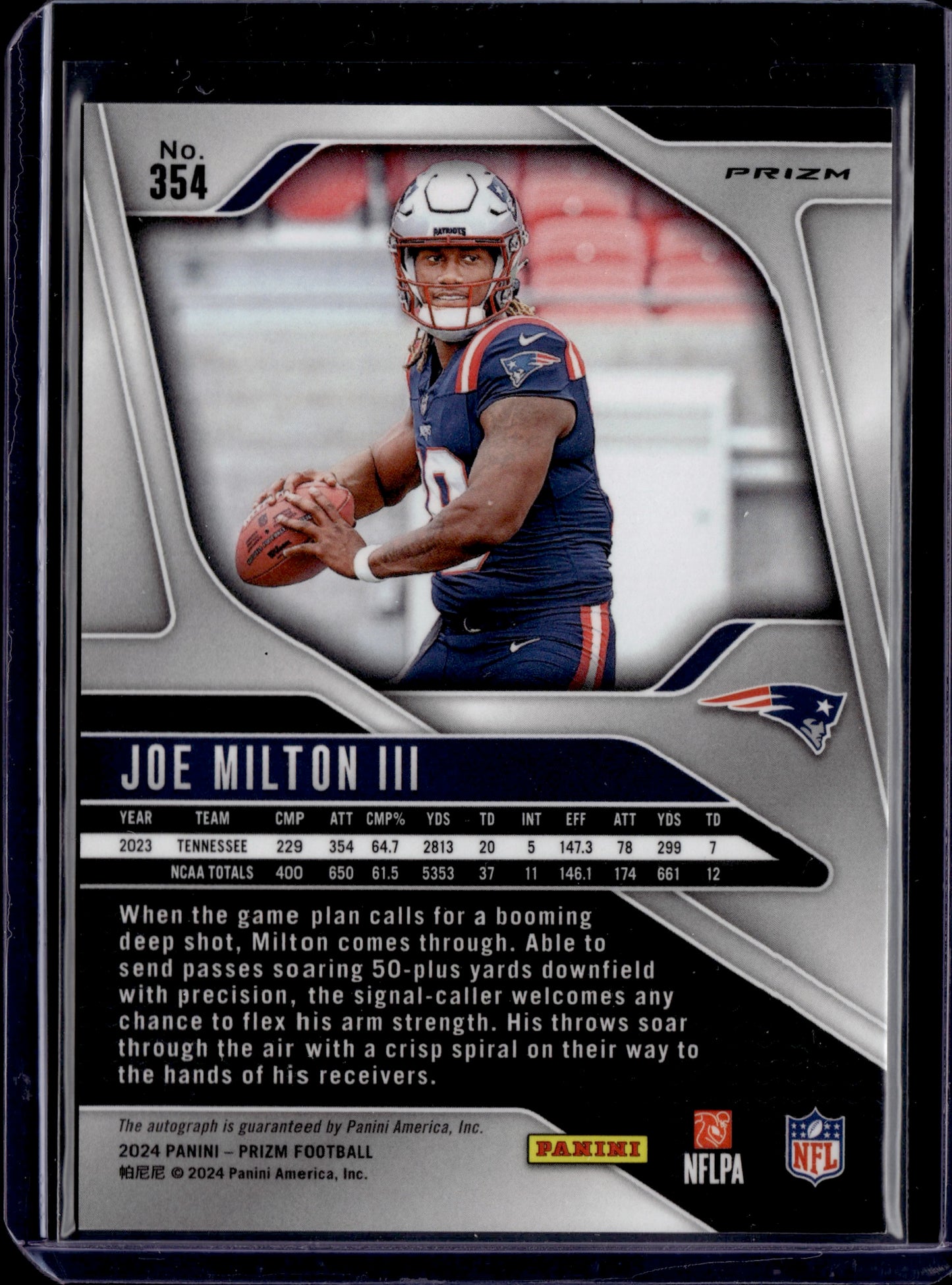 2024 Panini Prizm Football Joe Milton III #354 Disco RC