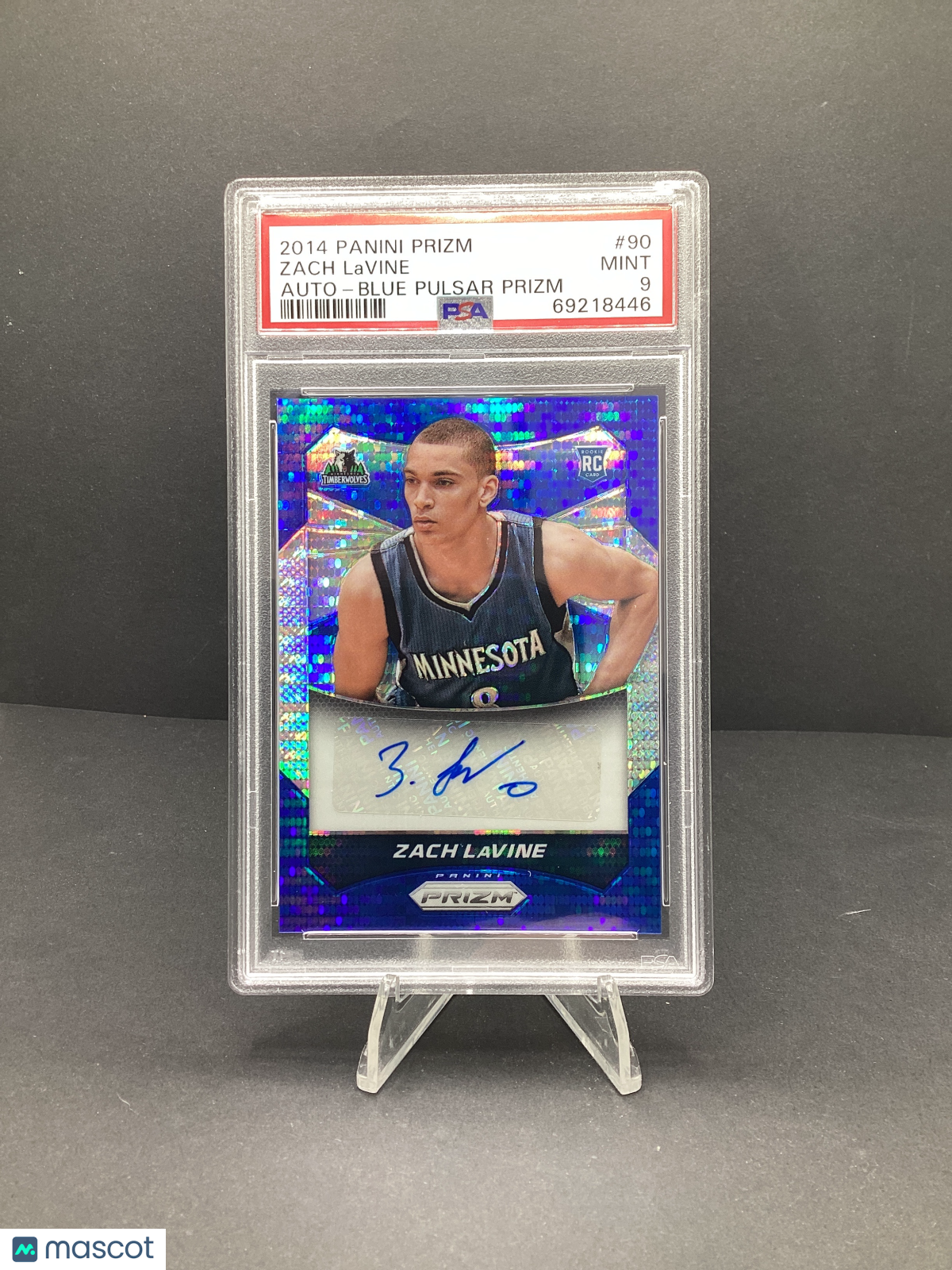 2014 Panini Prizm Autographs Zach Lavine #90 Blue Pulsar PSA 9