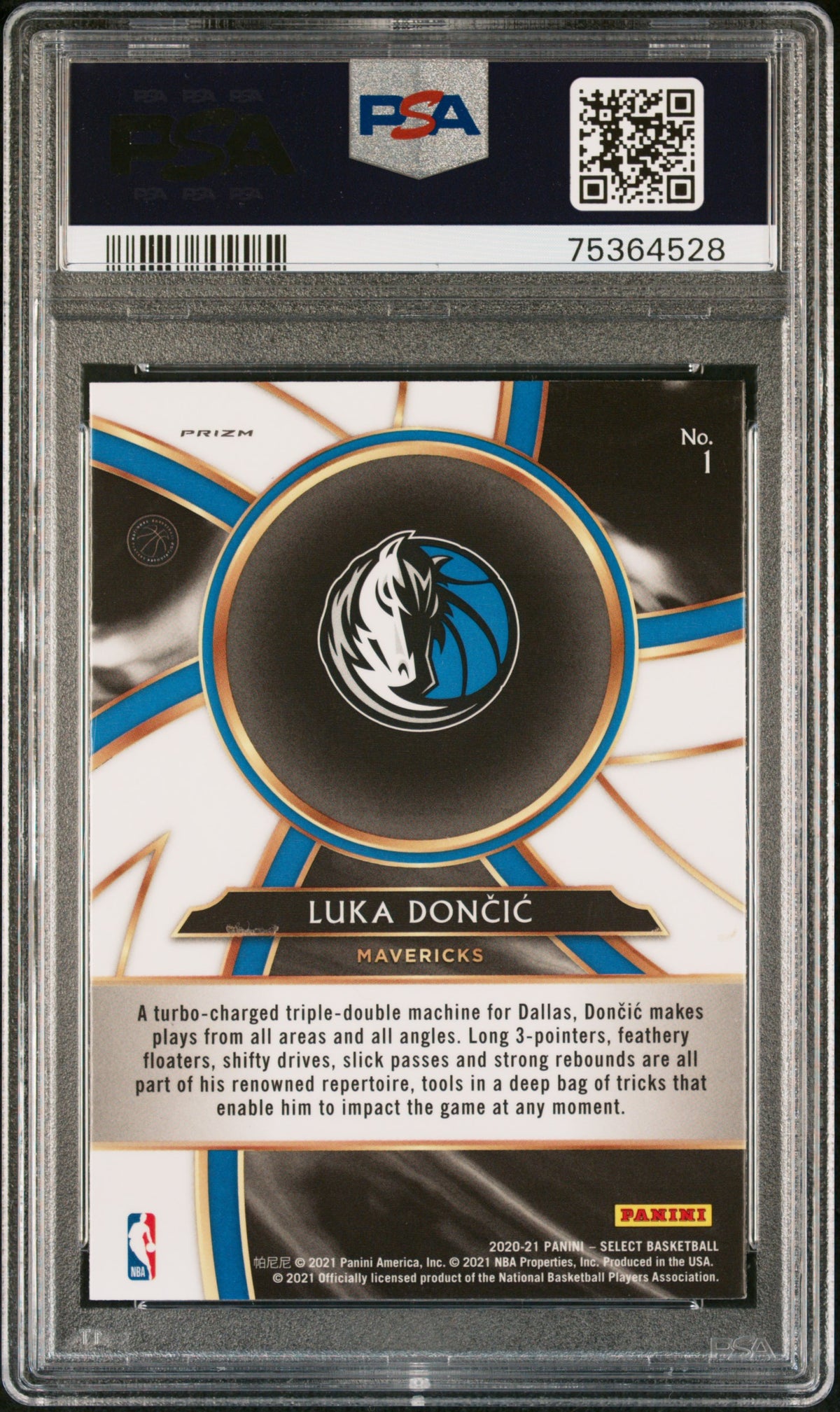 2020 Panini Select Turbo Charged Luka Doncic #1 Silver PSA 8