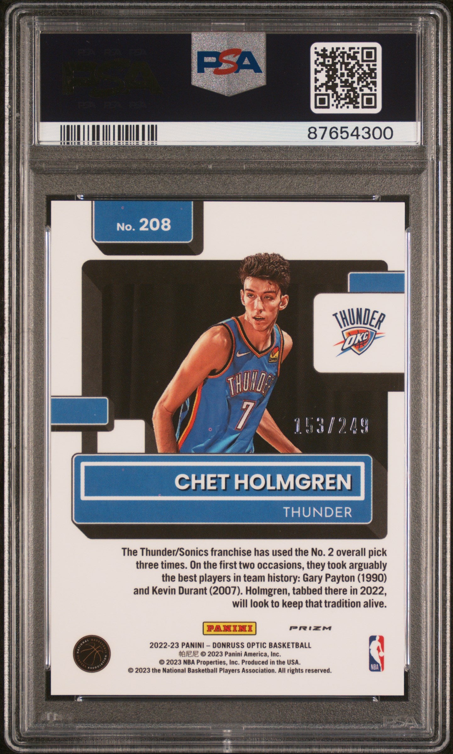2022 Panini Donruss Optic Chet Holmgren #208 Premium Box Set PSA 9