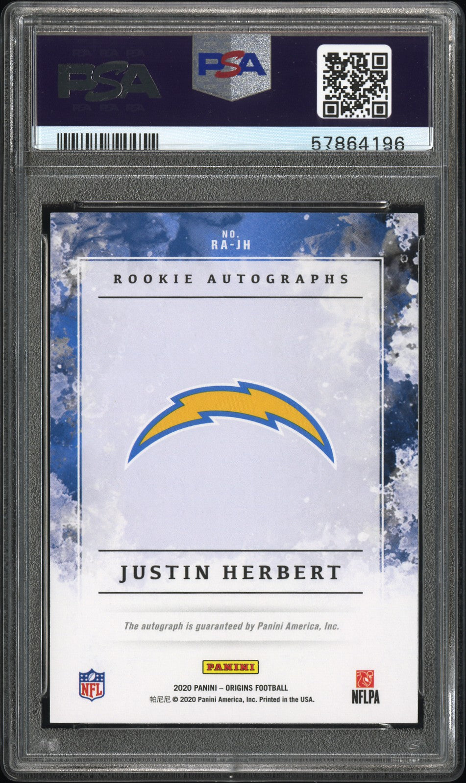2020 Panini Origins Rookie Autographs Justin Herbert #RAJH PSA 10