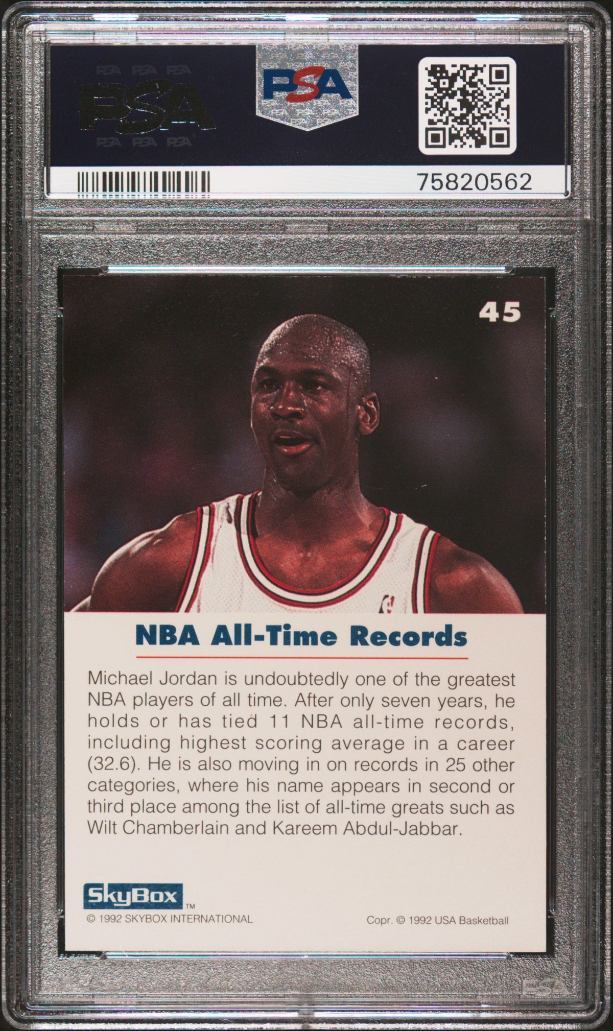 1992 Skybox Usa Basketball Michael Jordan #45 PSA 8