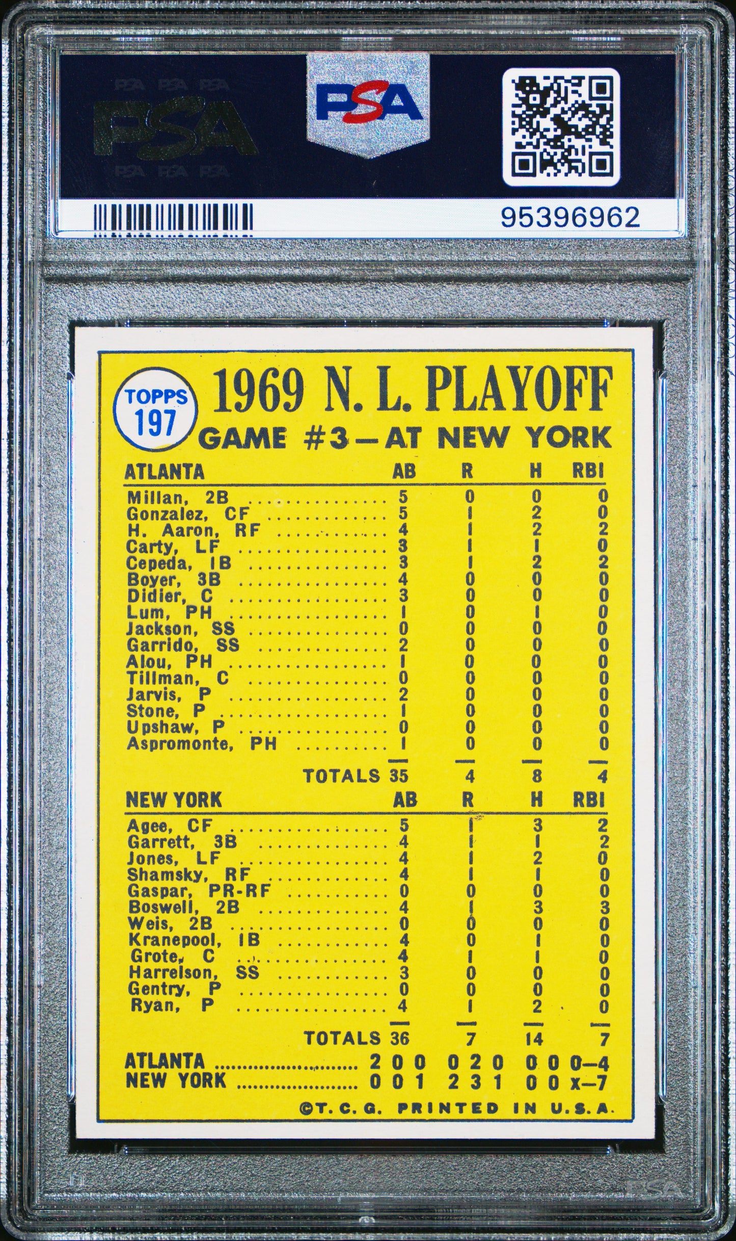 1970 Topps N. L. Playoff Game 3 #197 Ryan Saves The Day! PSA 7