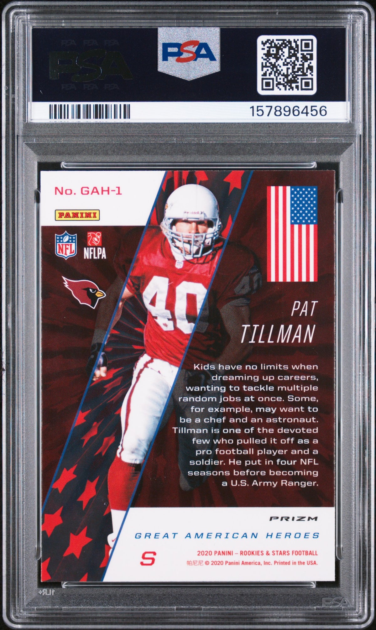 2020 Panini Rookies & Stars Great American Heroes Pat Tillman Heroes White PSA 9