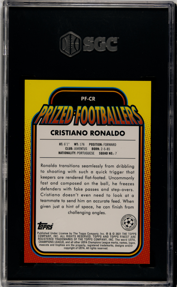2020 Topps Finest Uefa Cristiano Ronaldo #PF-CR Prized Footballers SGC 10