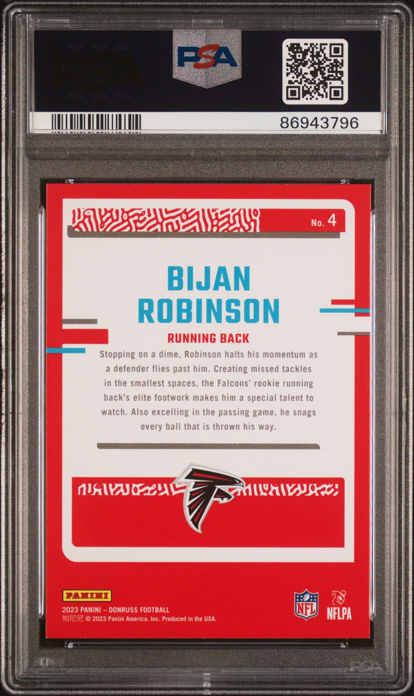 2023 Panini Donruss The Rookies Bijan Robinson #4 PSA 9