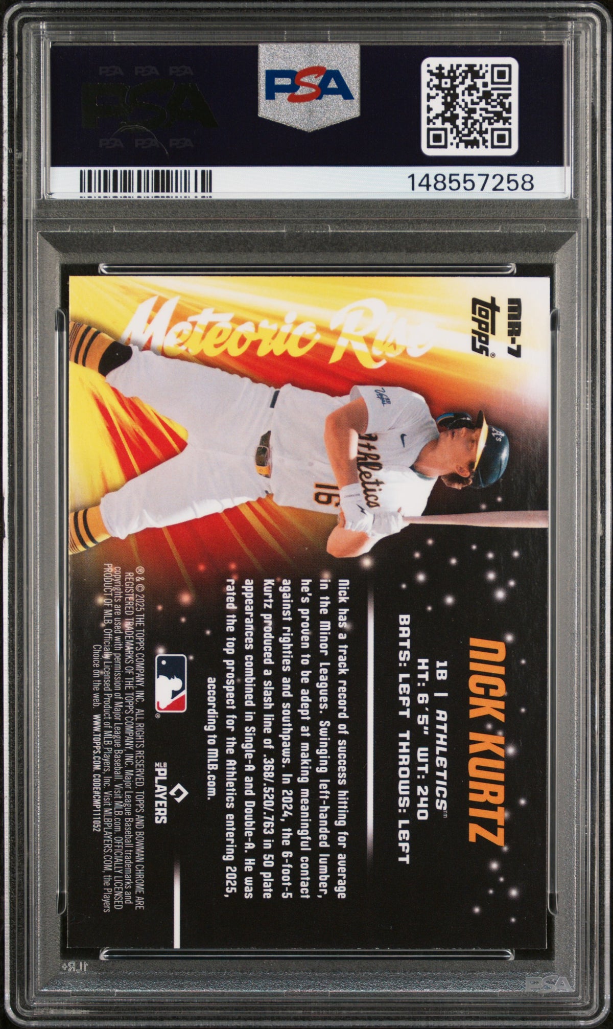 2025 Bowman Chrome Mega Box Meteoric Rise Nick Kurtz #7 PSA 10