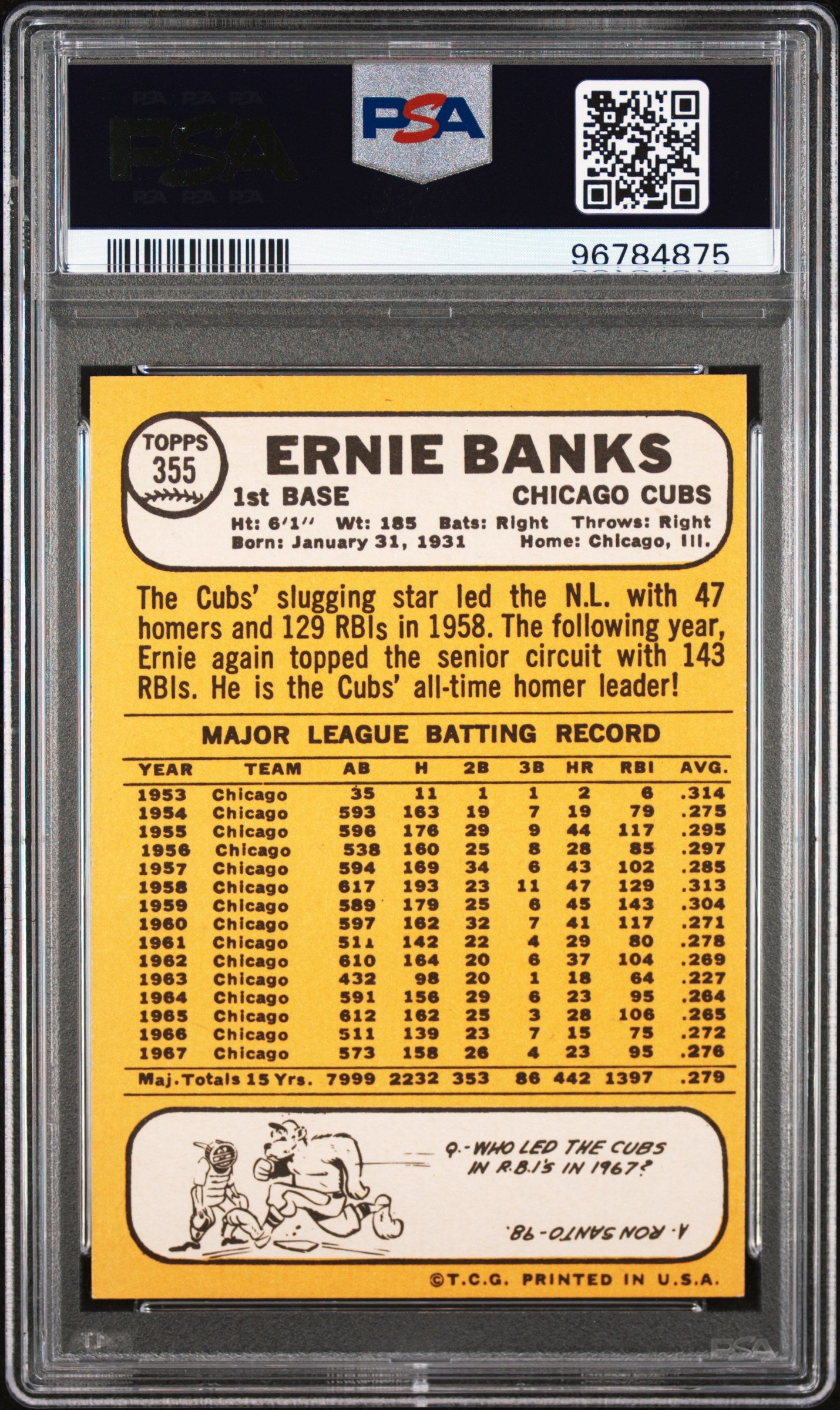 1968 Topps Ernie Banks #355 PSA 6