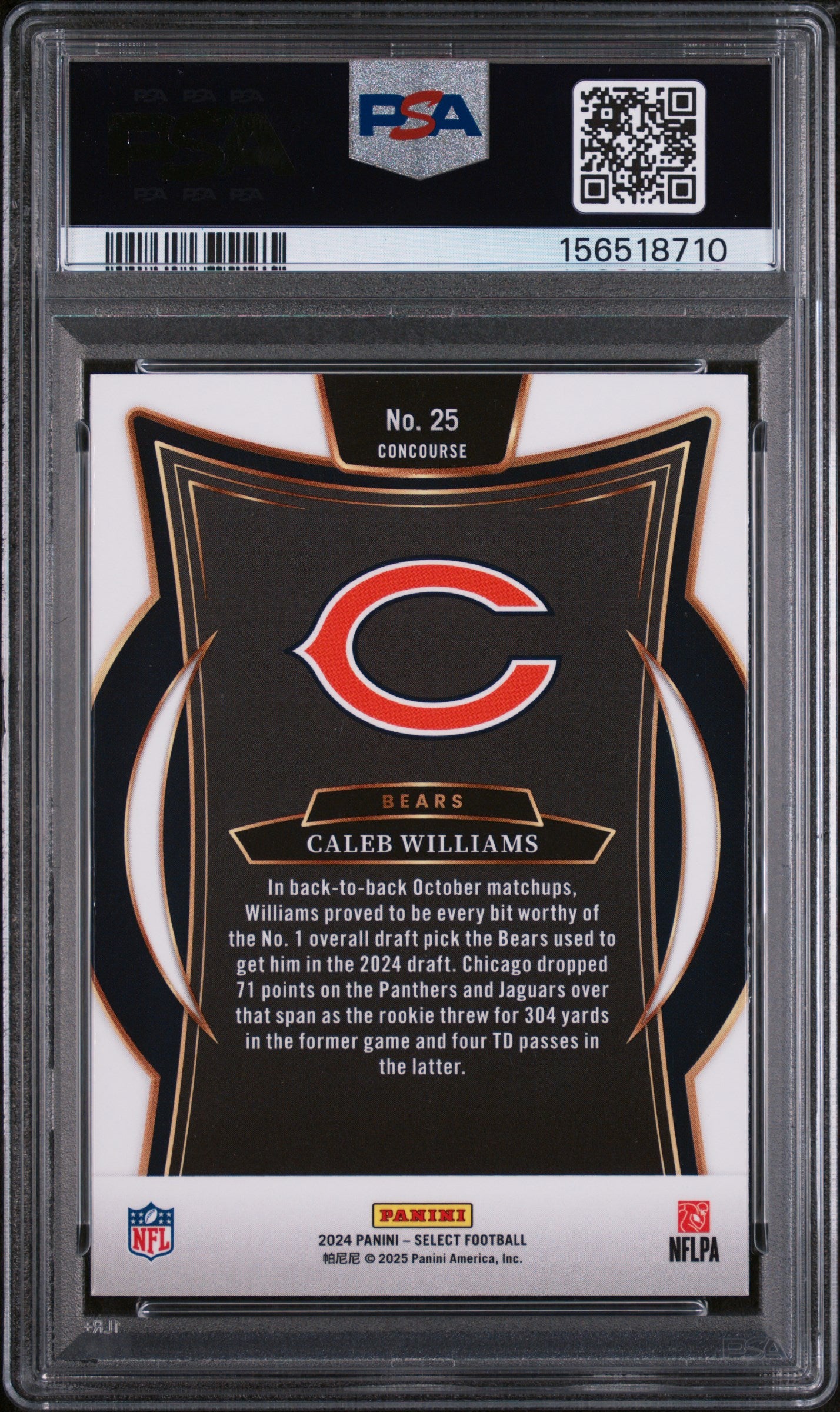 2024 Panini Select Caleb Williams #25 PSA 9