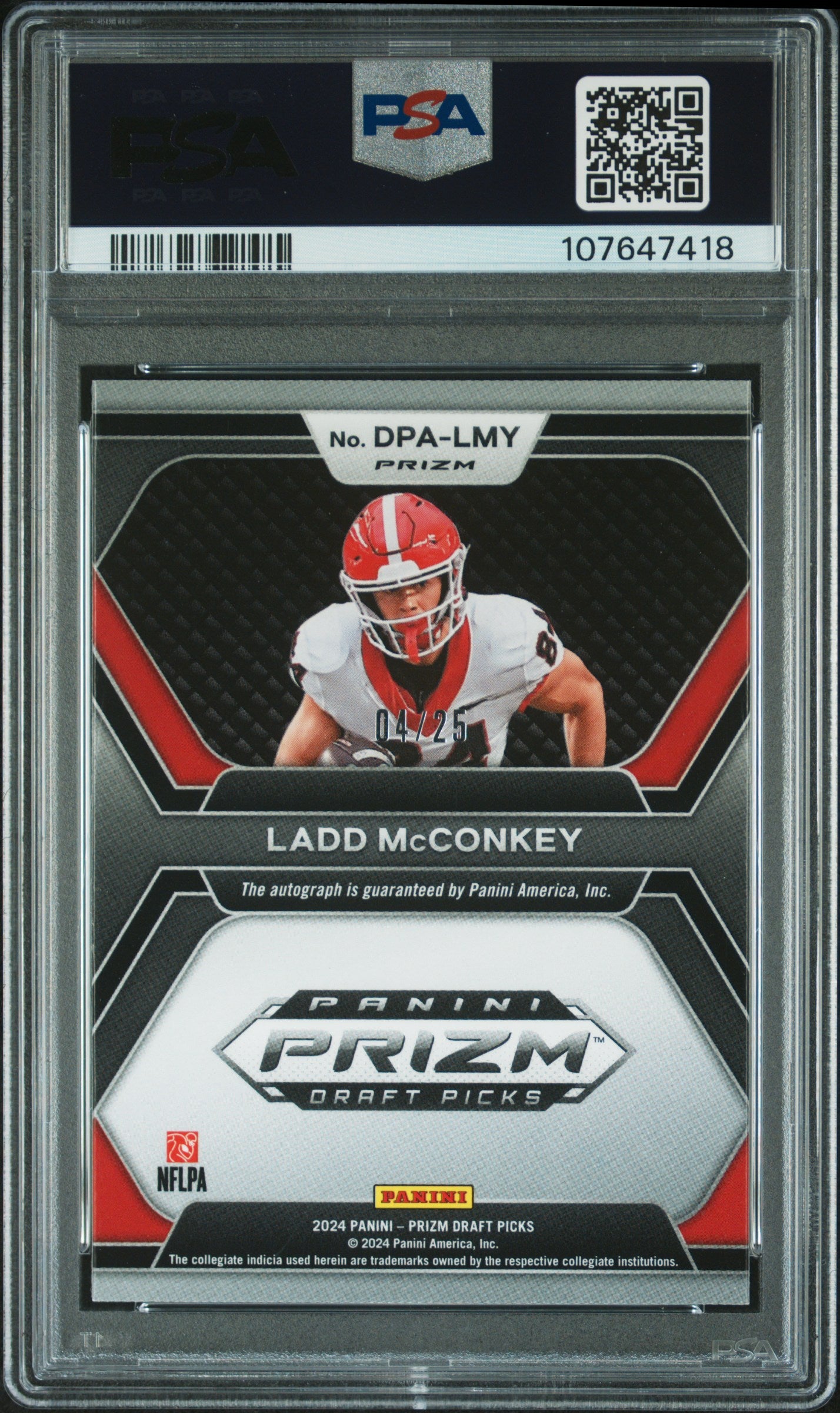 2024 Panini Prizm Draft Picks Draft Picks Autographs Ladd Mcconkey /25 PSA 9