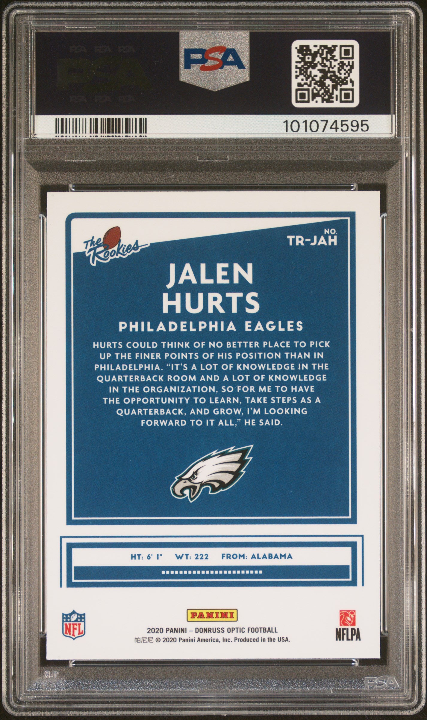 2020 Panini Donruss Optic The Rookies Jalen Hurts #JAH PSA 9