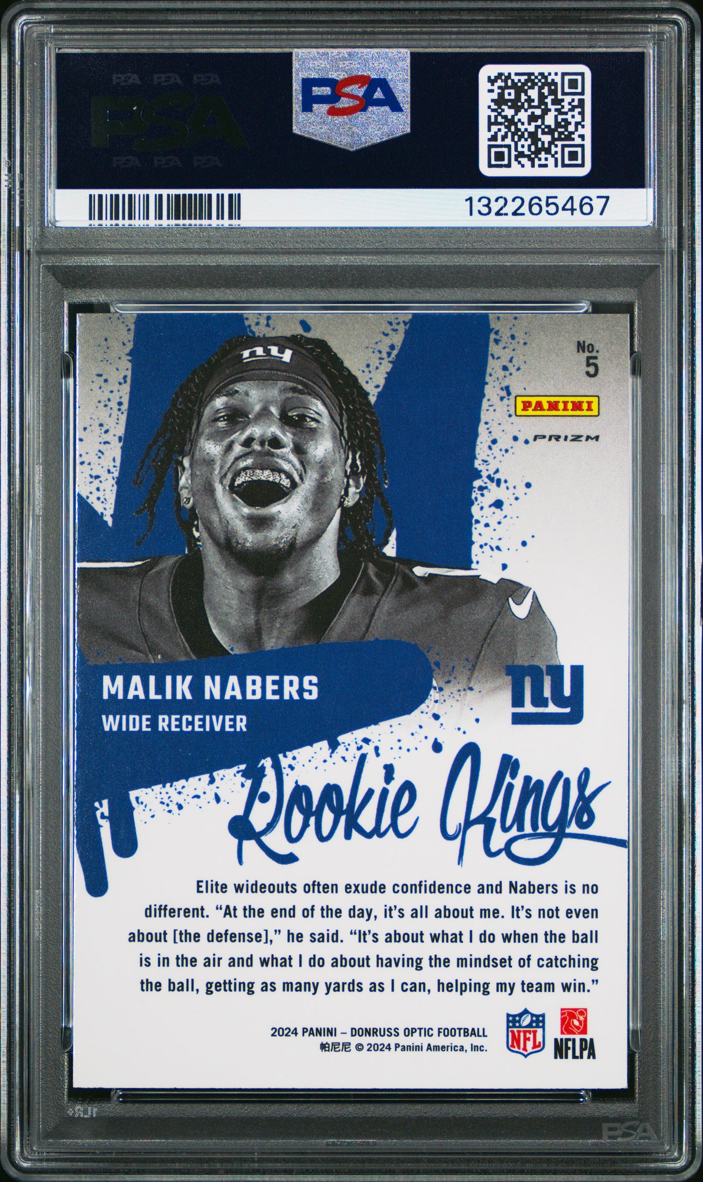 2024 Panini Donruss Optic Rookie Kings Malik Nabers #5 PSA 9