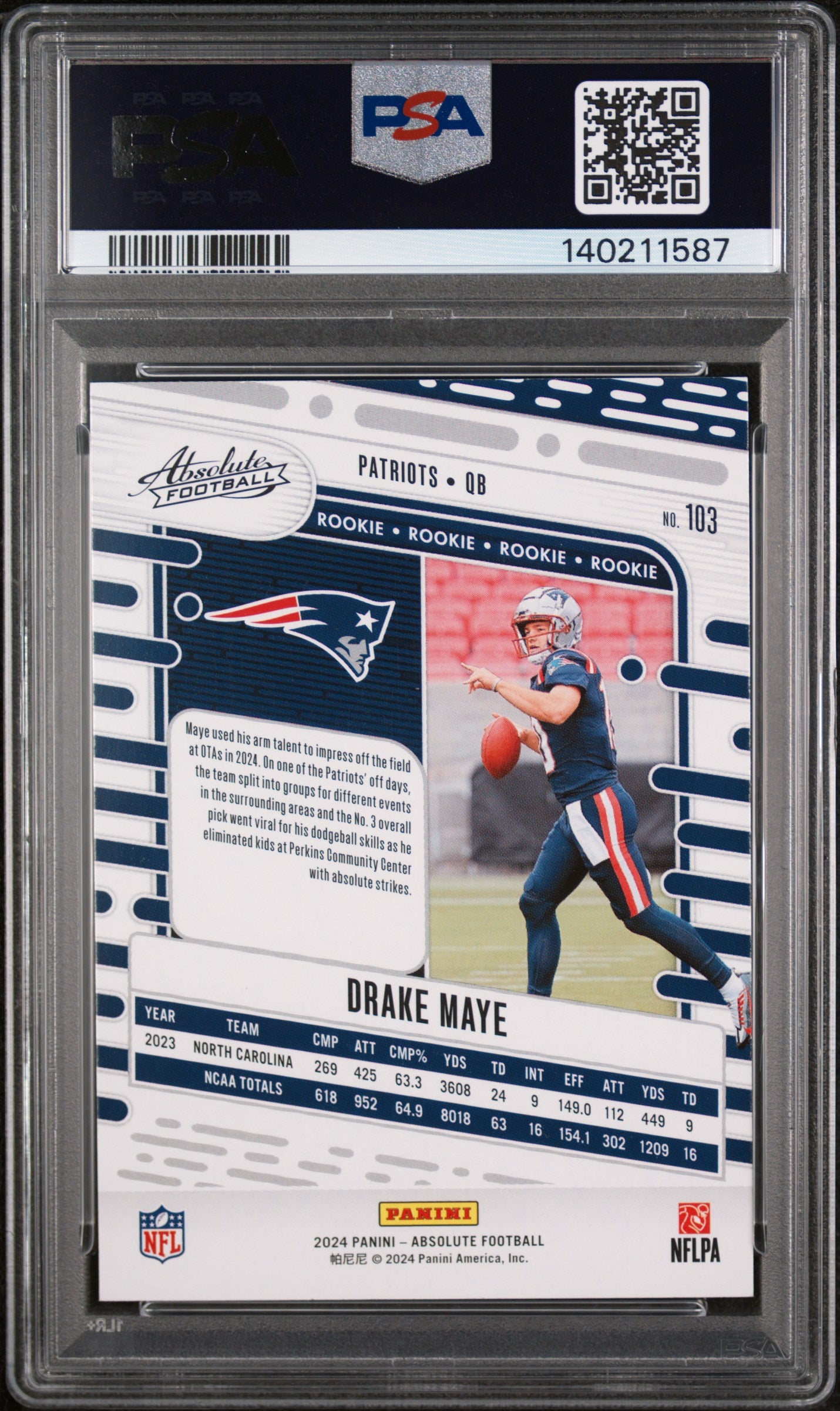 2024 Panini Absolute Drake Maye #103 PSA 10