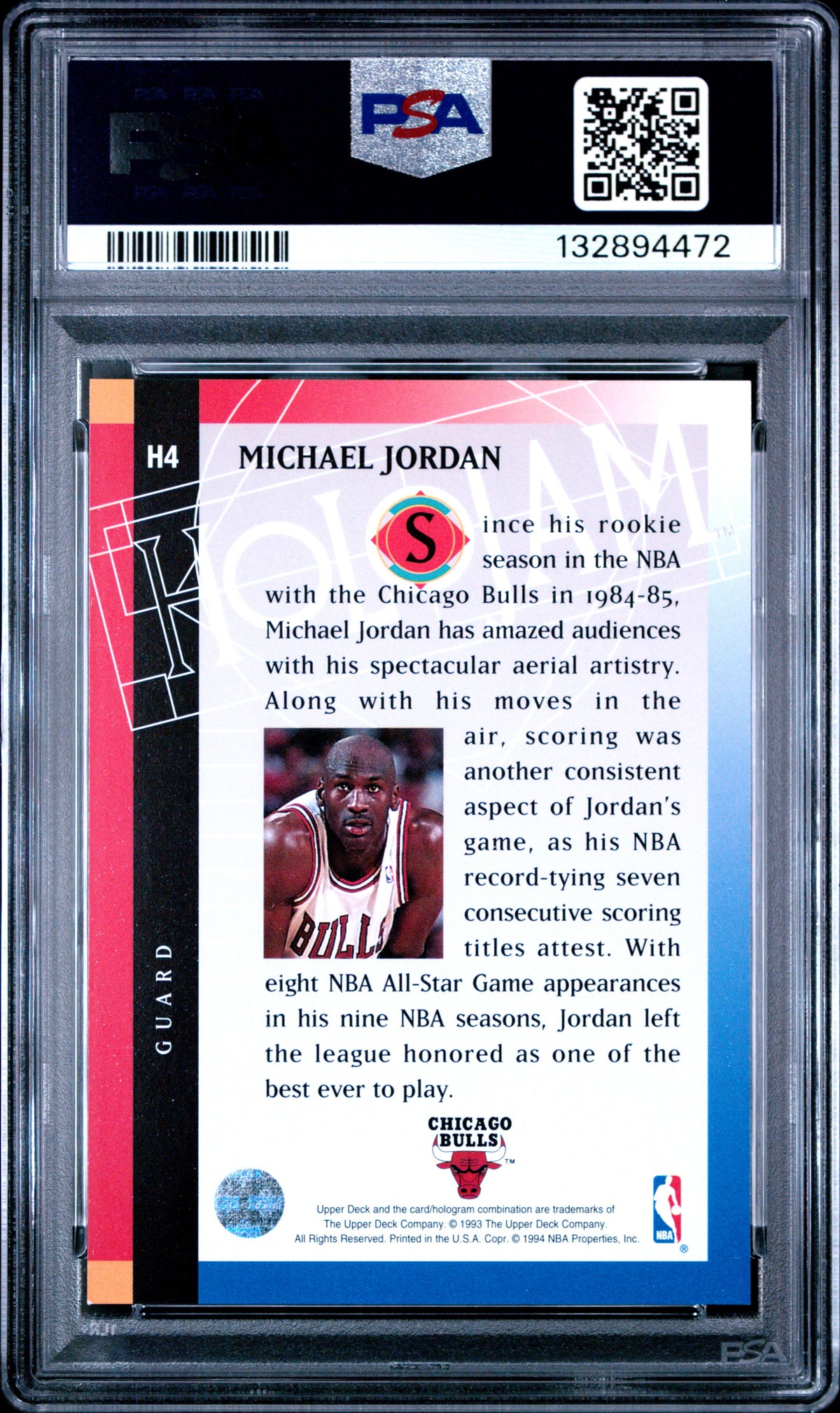 1993 Upper Deck Holojam Michael Jordan #H4 Holojams PSA 7