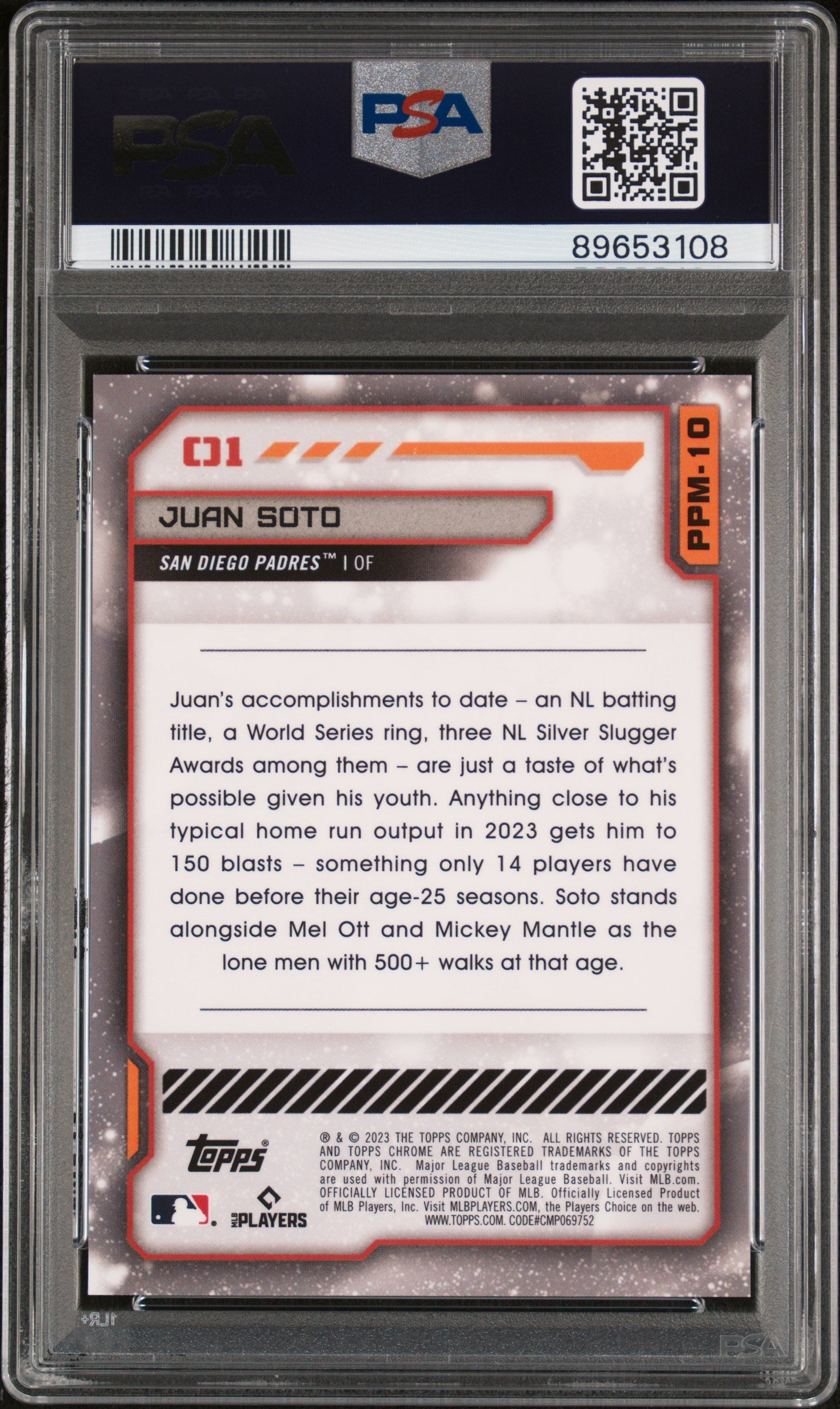 2023 Topps Cosmic Chrome Planetary Pursuit Juan Soto #10 Mercury PSA 10